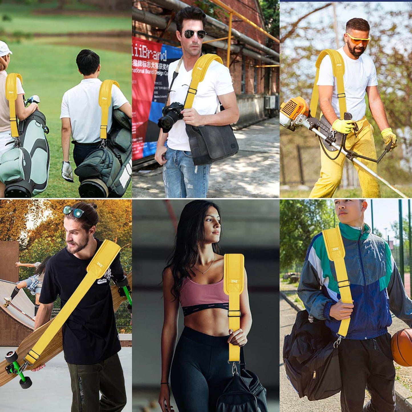 ZINZ 79.5" Universal Strap with Ultra-Thick Fixed Breathable Pad - Adjustable Heavy-Duty Shoulder Strap for Laptop, Crossbody, Luggage, Gym, Camera Bag and More - Y01E01