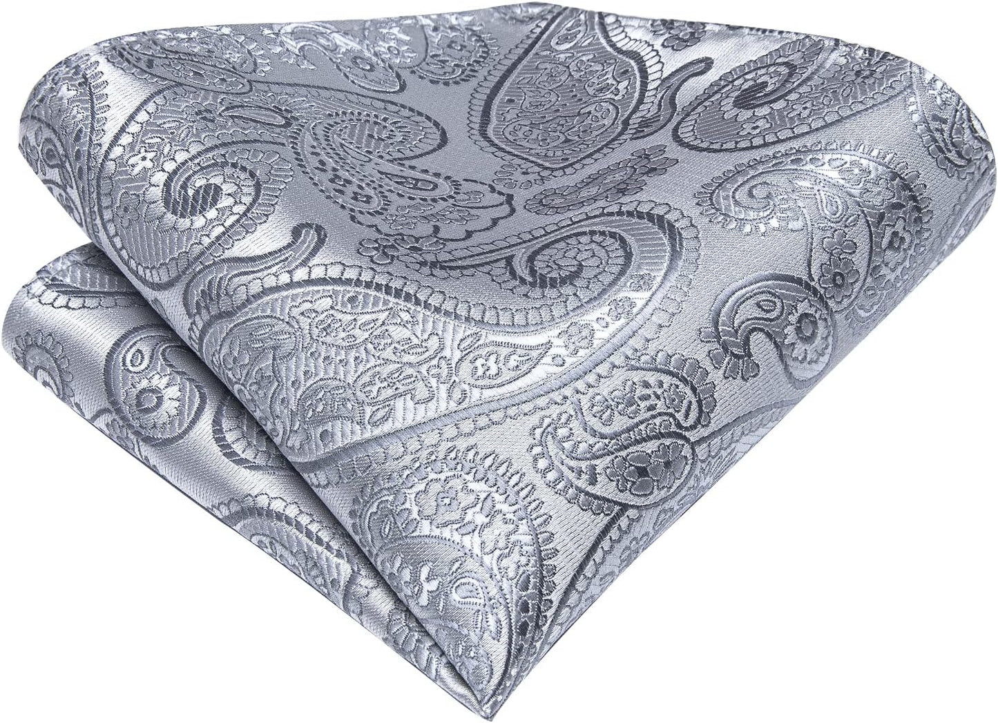 Hi-Tie Men 63inches Tie Set Extra Long Necktie Paisley Tie Pocket Suqare Cufflinks Big and Tall Men Tie