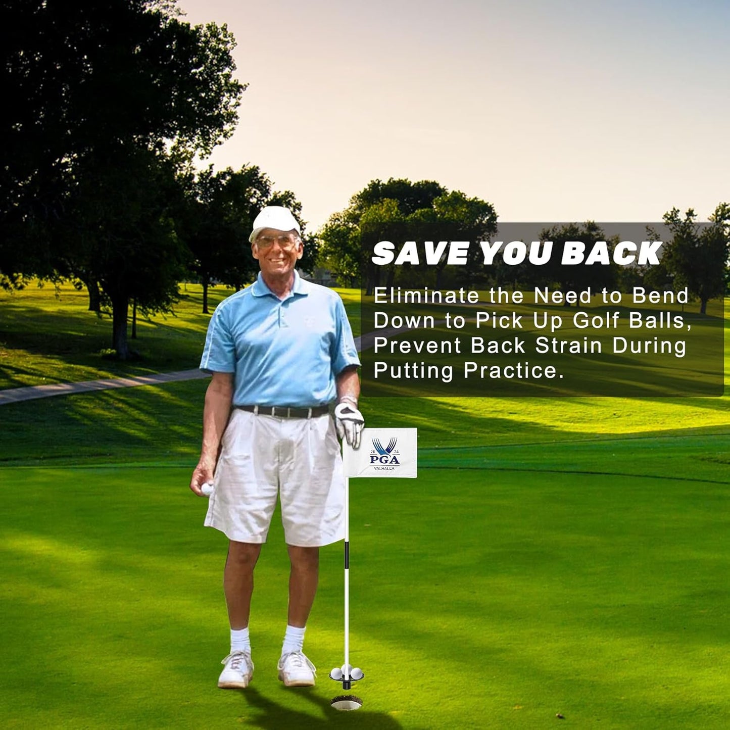 3FT Golf Flagpole with Mini Masters Flag, Double-Sided Silk-Screened, Ideal for Backyard Practice Putting Green, 3-Pack