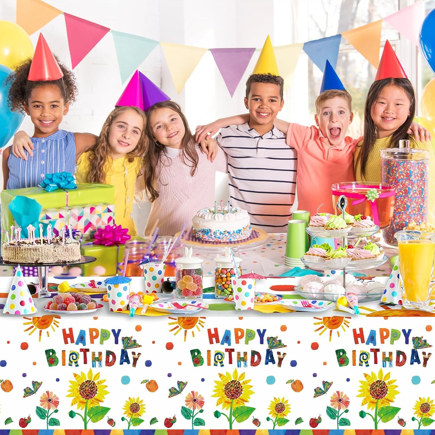 3 Pcs Hungry CaterpillarTheme Party Tablecloth Decorations - Disposable Caterpillar Birthday Table Cover Party Supplies for Birthday Baby Shower