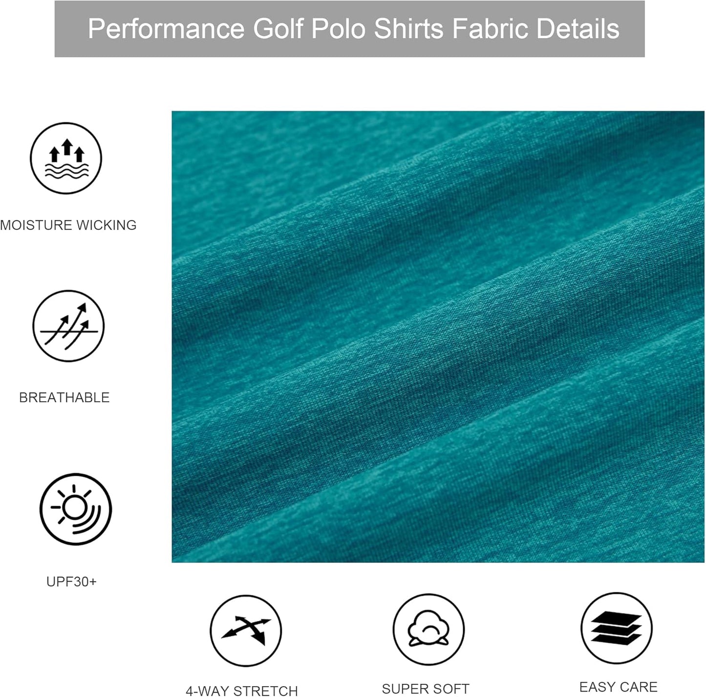 Alex Vando Mens Golf Shirt Moisture Wicking Quick-Dry Short Sleeve Casual Polo Shirts for Men