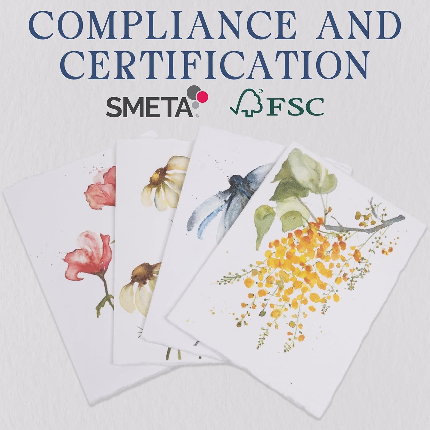 WANDERINGS Handmade Deckle Edge Blank Greeting Cards & Envelopes - Thick 300gsm paper– 20 Cards for Invitations, Thank Yous, Greeting, Get Well and Birthday Cards (Blank)