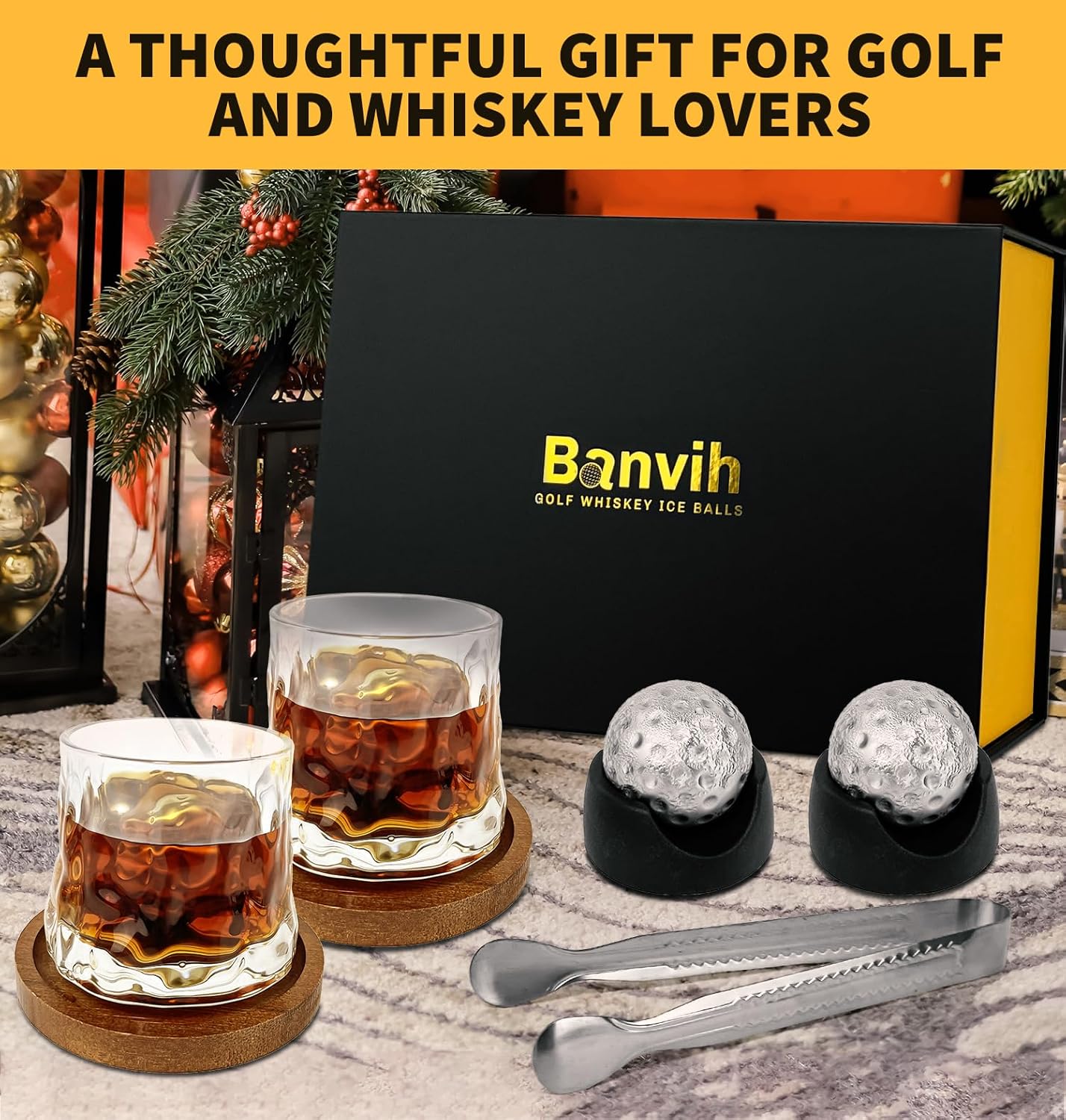 Whiskey Golf Stones Gifts Set Accessories for Men - Christmas Stocking Stuffers for Adults,Funny White Elephant Gag Gifts for Adults