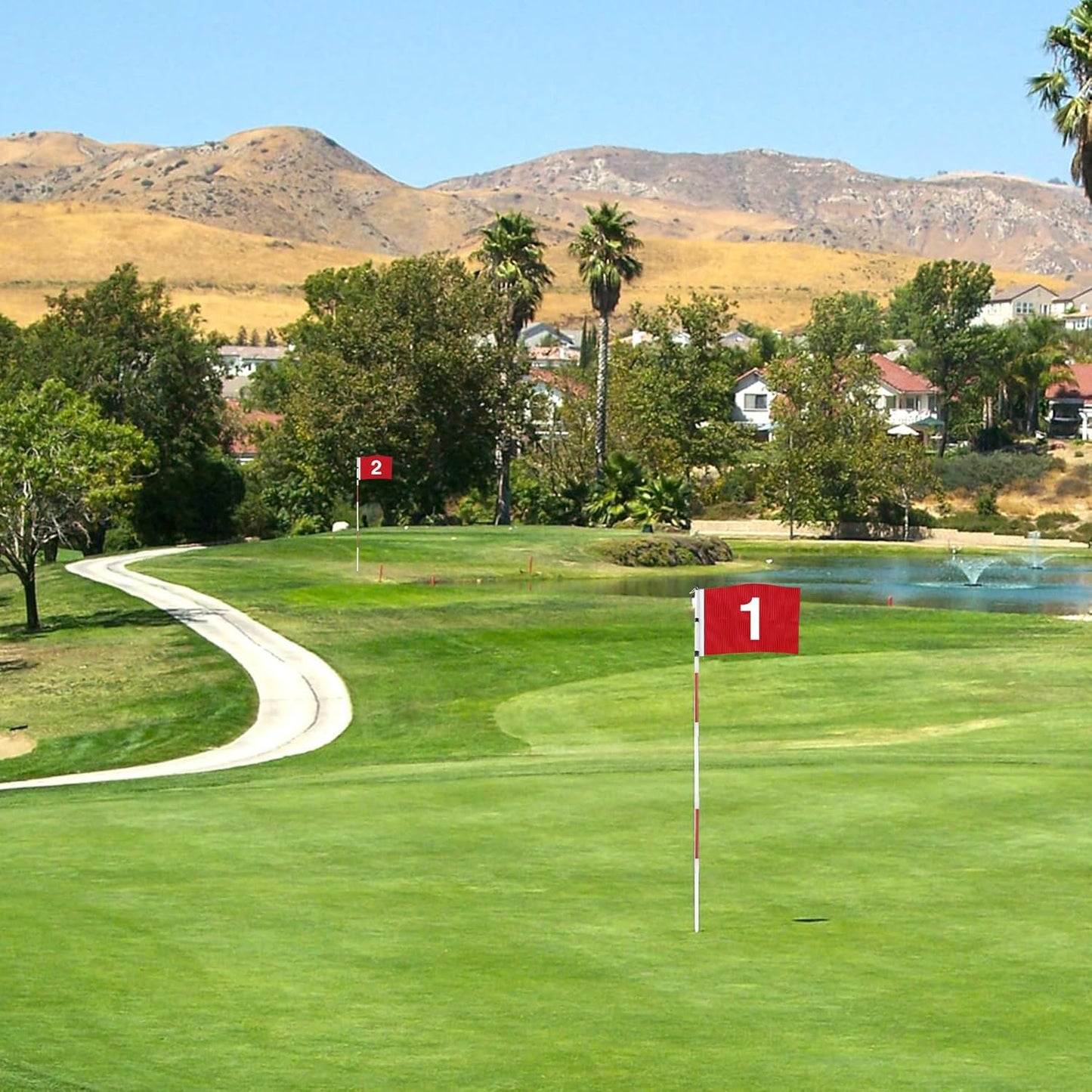 Golf Flagstick 6ft, 5-Section Design, ABS Hole Cup, 420D Nylon Flag for Backyard Practice Putting Green | Driving Range | Country Club, Gift for Golf Lovers