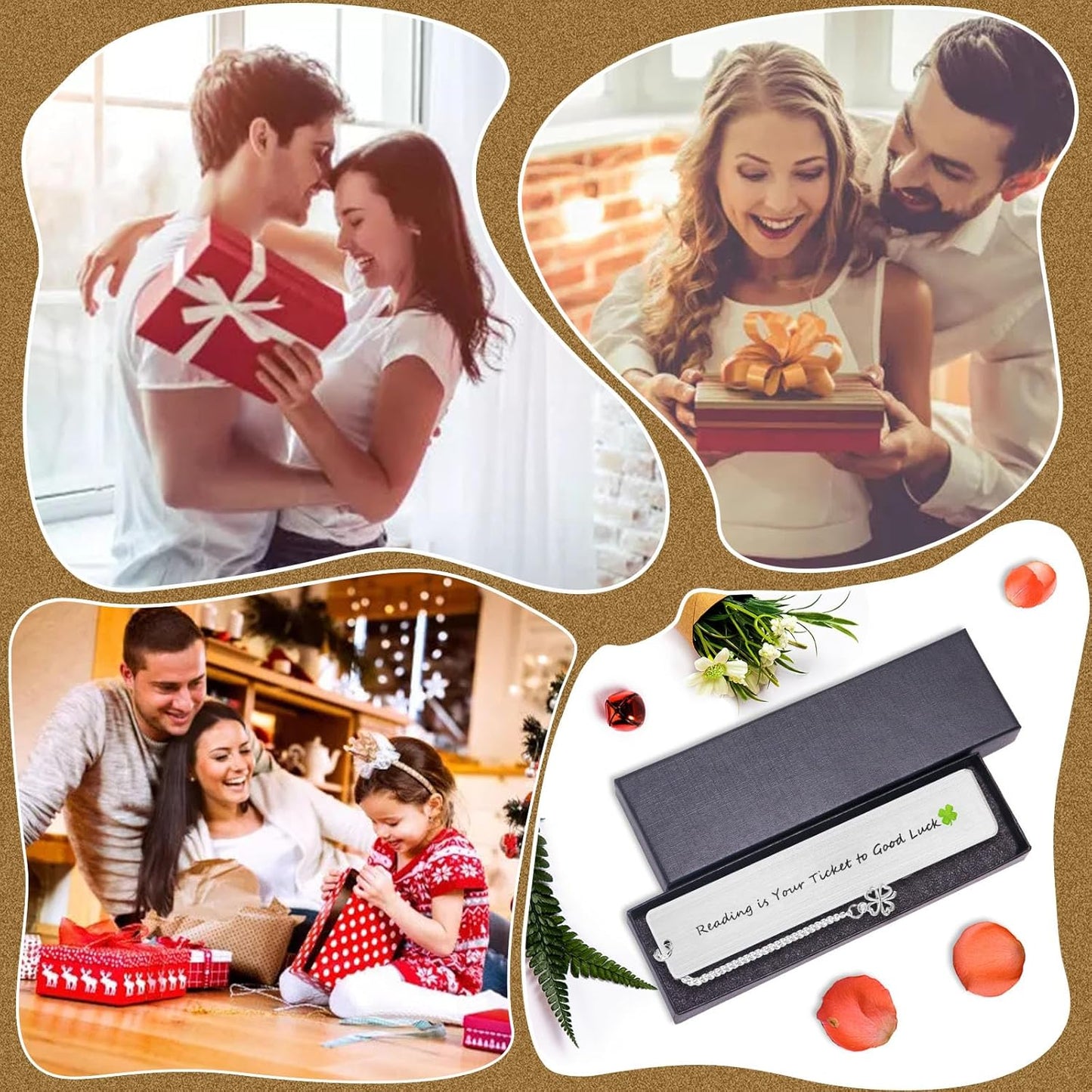 Teacher Appreciation Gifts, Cute Flower Metal Bookmarks for Book Lovers Students Friends Women Anniversary Christmas Birthday Graduation Valentine's Day (Reading is Your Ticket to Good Luck)