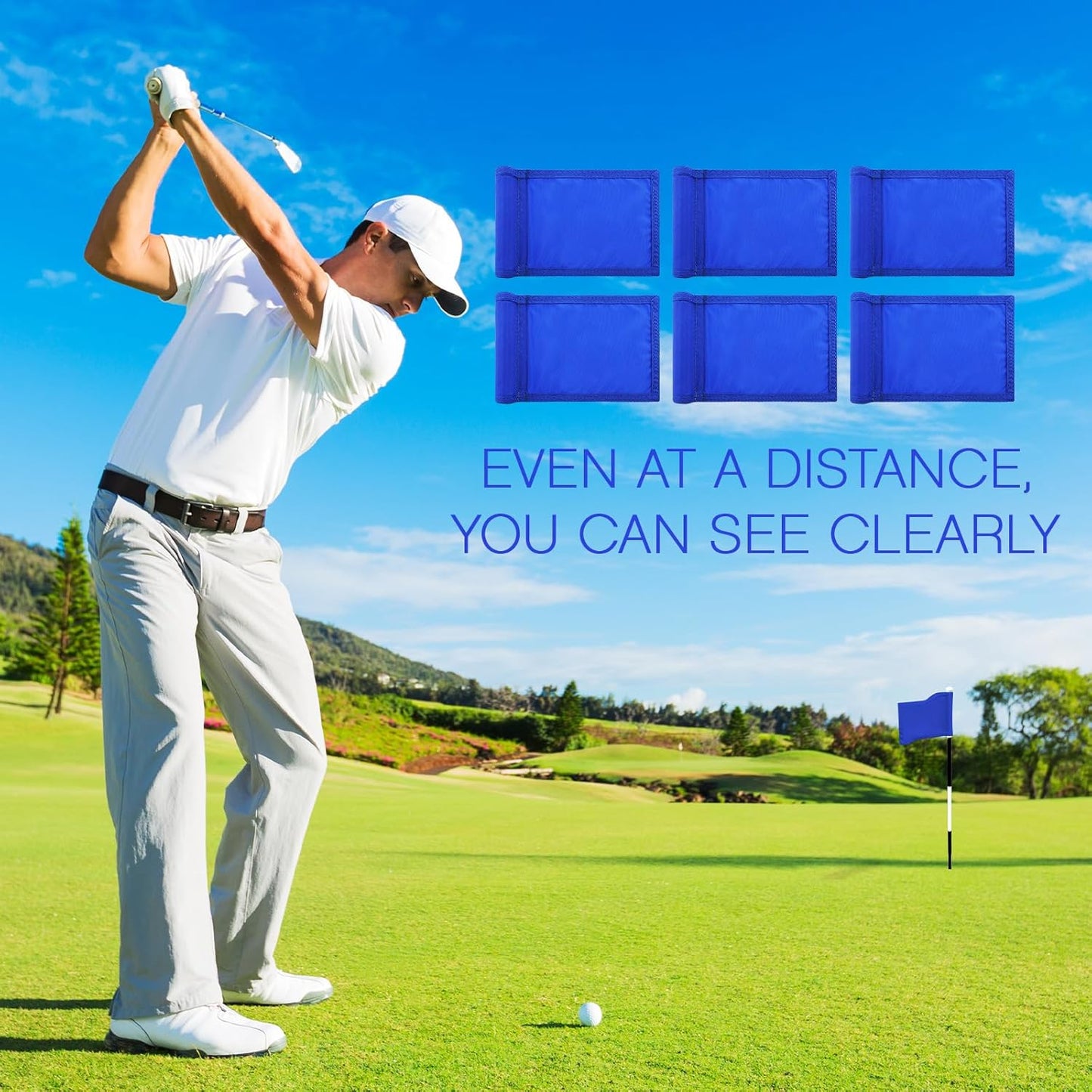 Oudain 6 Pcs Golf Target Flag with Tube Inserted Waterproof Putting Golf Flags 420D Nylon Mini Pin for Yard Indoor Outdoor Backyard Garden Portable, 8 x 6 Inch