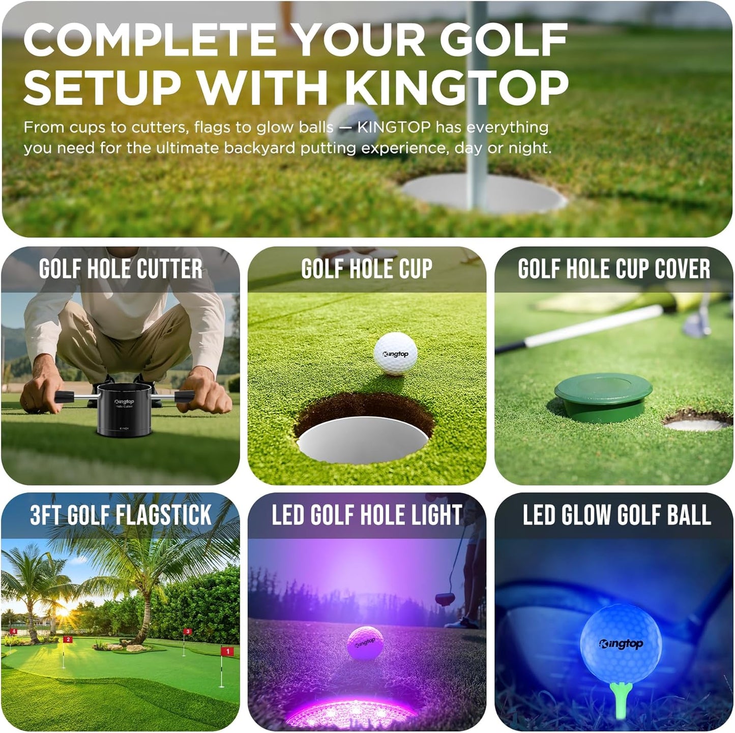 KINGTOP Golf Hole Cup – Fit PGA/USGA Regulations, Golf Accessories for Backyard Practice Putting Green, 4 Inches and 6 Inches Available