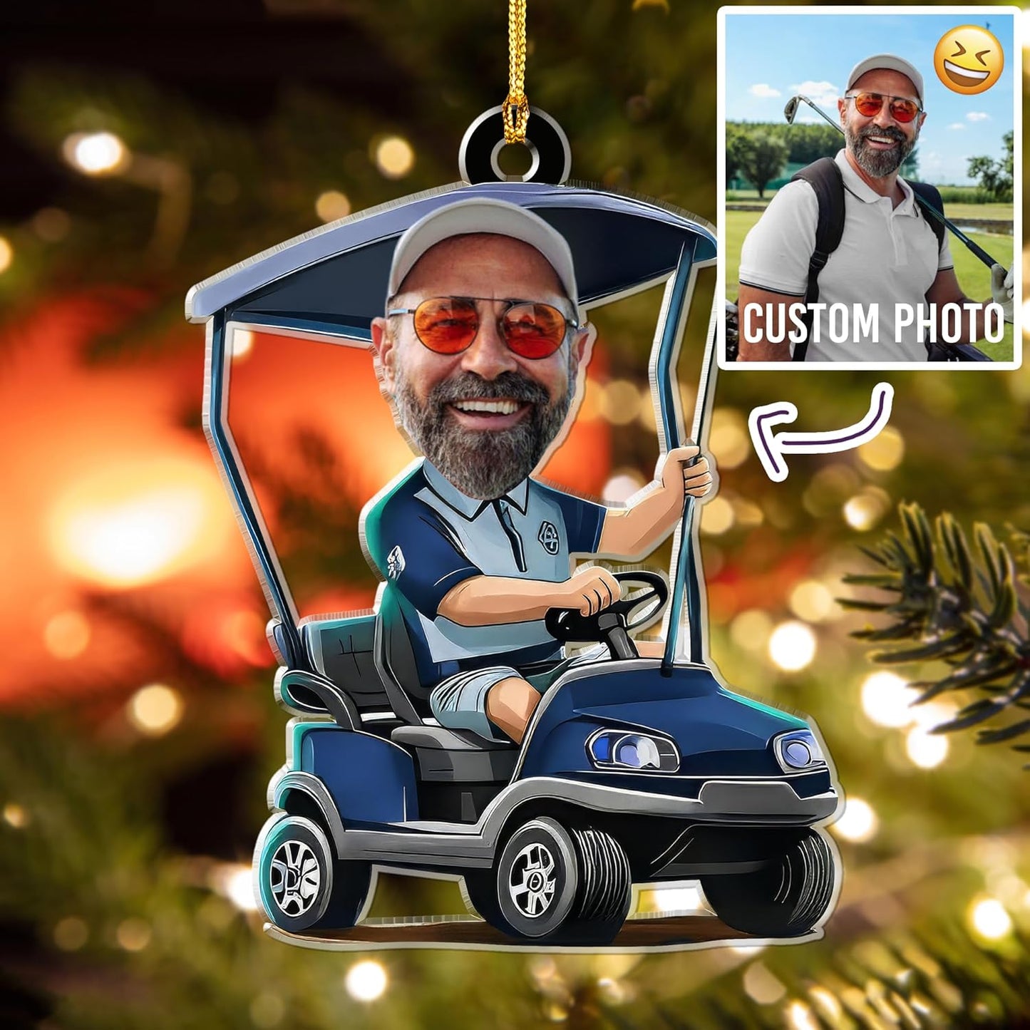 Custom Photo Golf Ornament 2025, Personalized Picture Golfer Ornament, Customize Acrylic Ornaments for Christmas Tree, Gifts for Golf Lover
