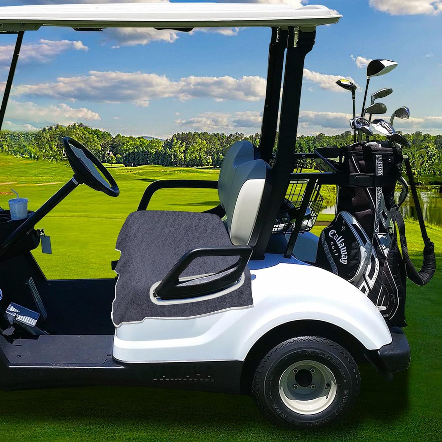 YOKYHOM Golf Cart Seat Covers, Premium Solid Color Golf Cart Seat Towel Blanket, 100% Microfiber, Soft and Comfortable, Fits EZGO, Club Car, and More 2-Seat Golf Carts, 51''x 31''