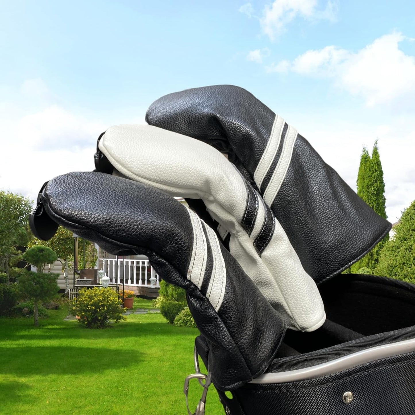 Golf Club Covers Headcovers Set for Driver and Woods Soft Faux Leather Golf Accessories for Men Women Golfer Gifts Set Golf Club Protective Case 1 3 5 H or Set for 1 3 5 Woods