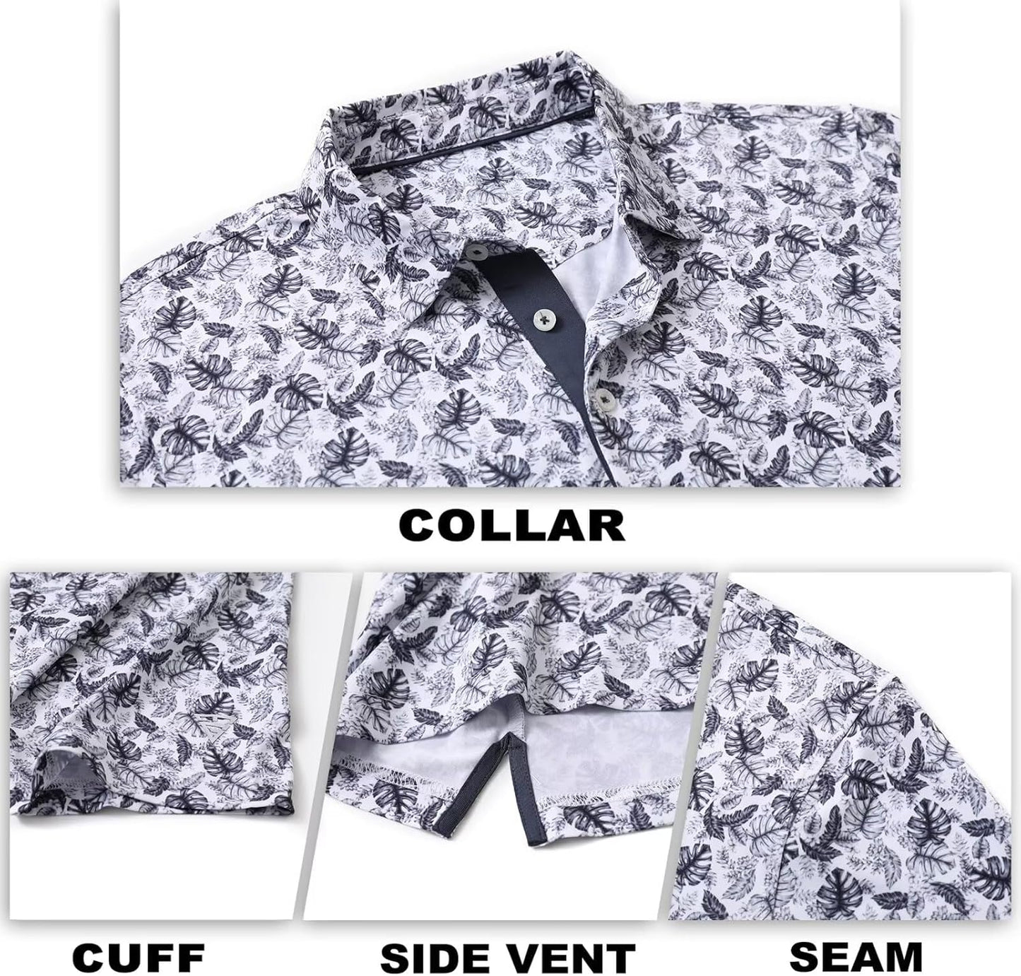 M MAELREG Mens Golf Shirt Short Sleeve Dry Fit Print Moisture Wicking Performance Patterns Collared Polo Shirt