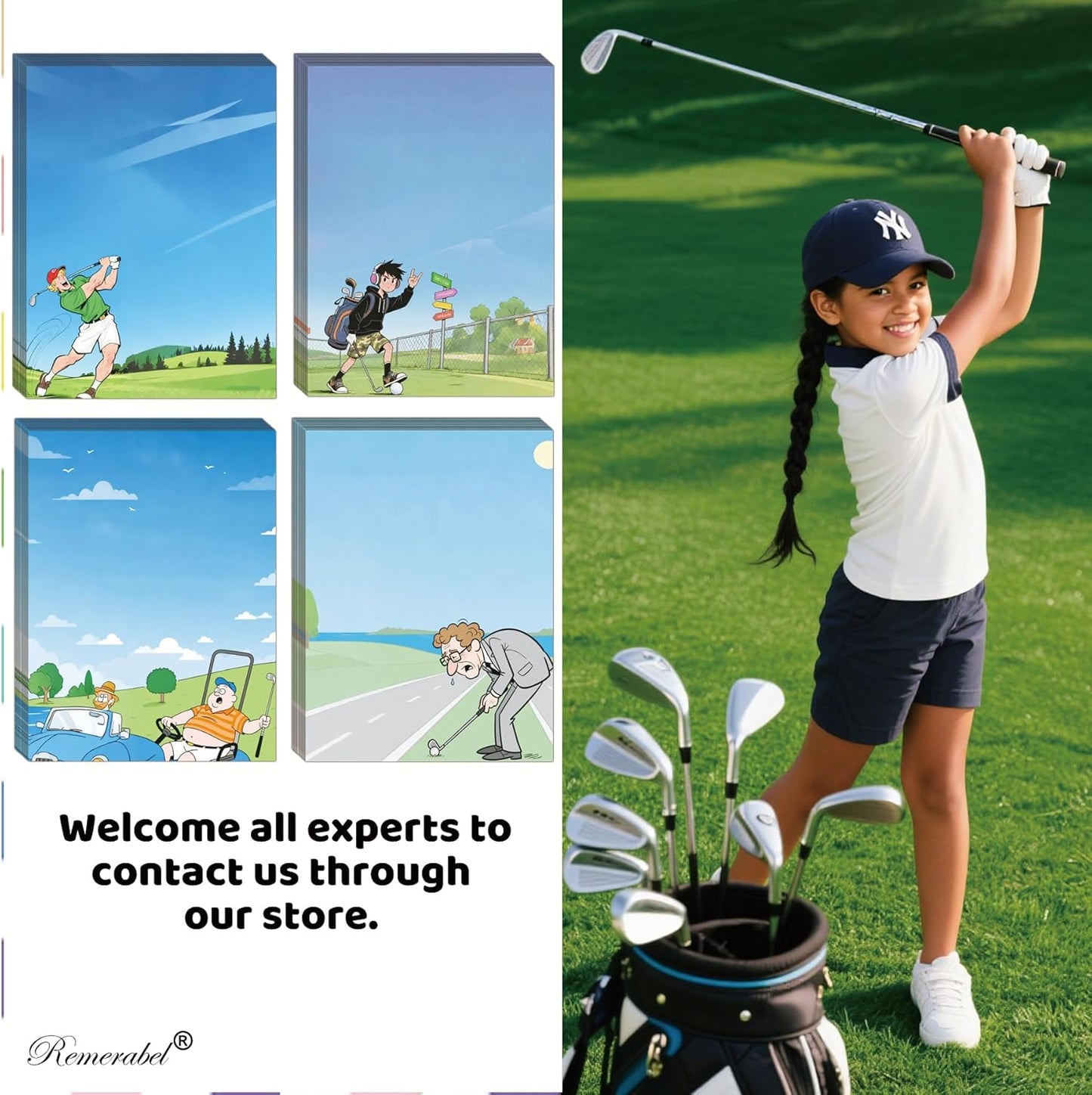 8 Set Funny Golf Theme Memoer Notepads 4 x 5.5 inch Easy Sticky Note to Do List Office Supplies for Golf Themed Events Desk Use