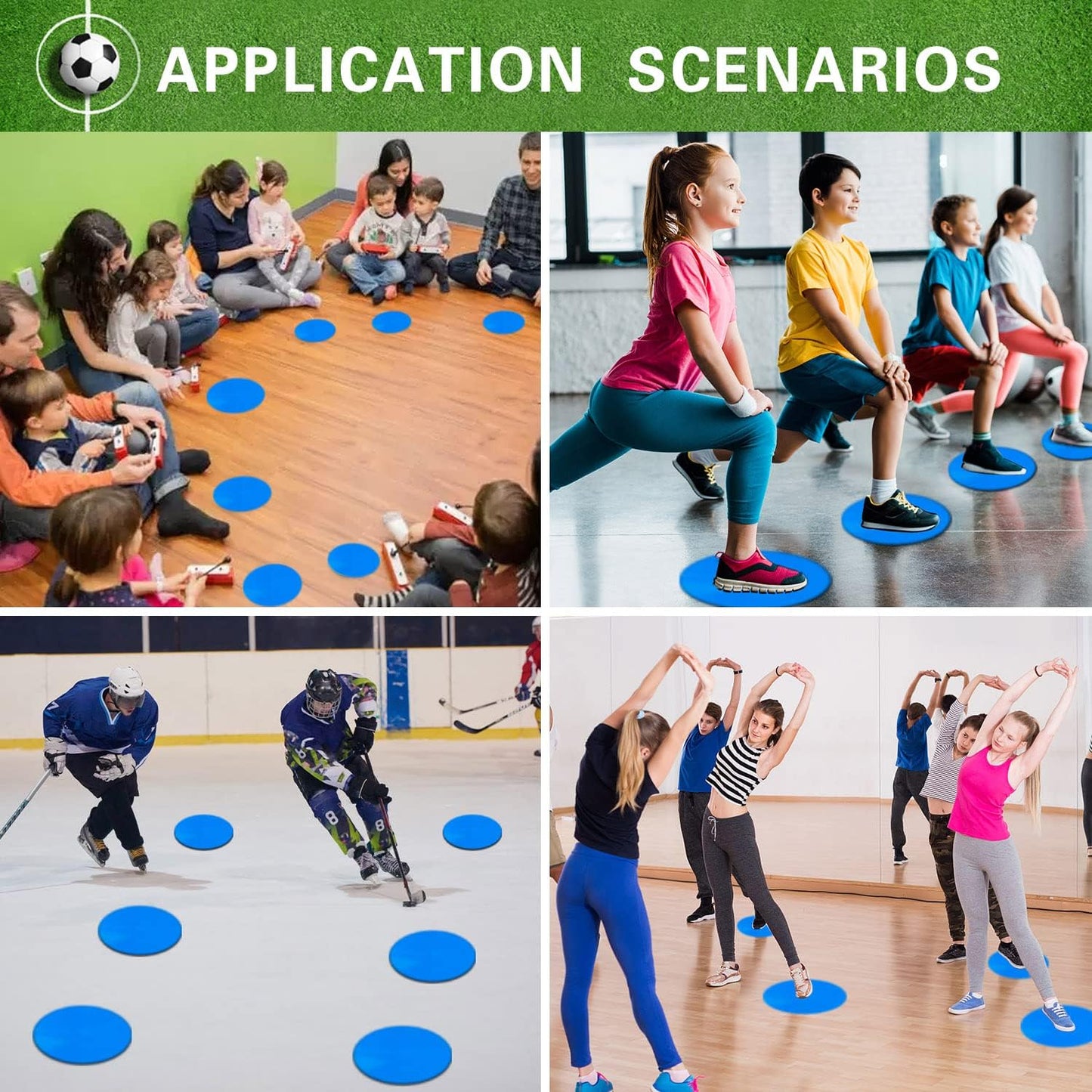 Poly Spot Markers 9 inch Non-Slip Rubber Agility Markers Flat Field Cones Floor Dots for Football, Soccer, Basketball Training Markers, School Activities, Exercise Drills, Social Distancing