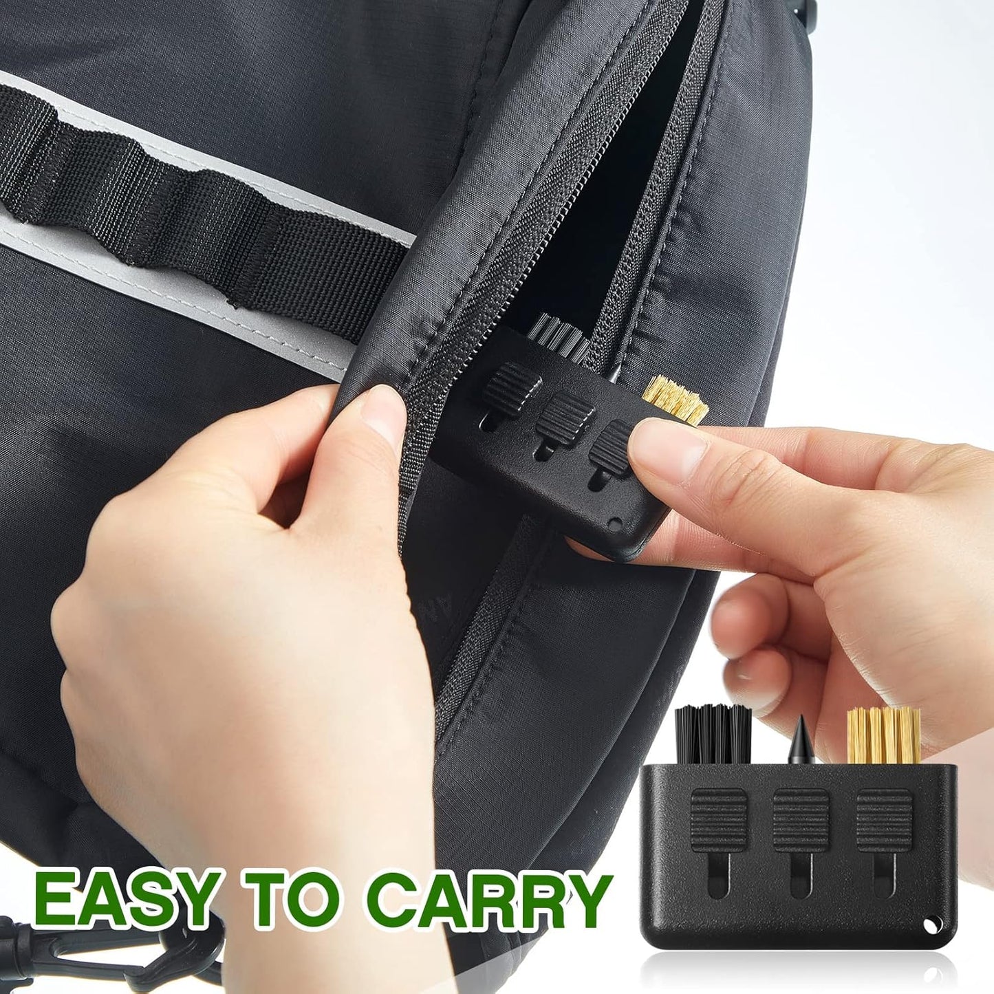 Nuanchu 10 Packs 3 in 1 Retractable Multiple Use Golf Club Cleaner Tool Portable Golf Club Brush Cleaning Kit with Groove Sharpening Tool, Pocket Size