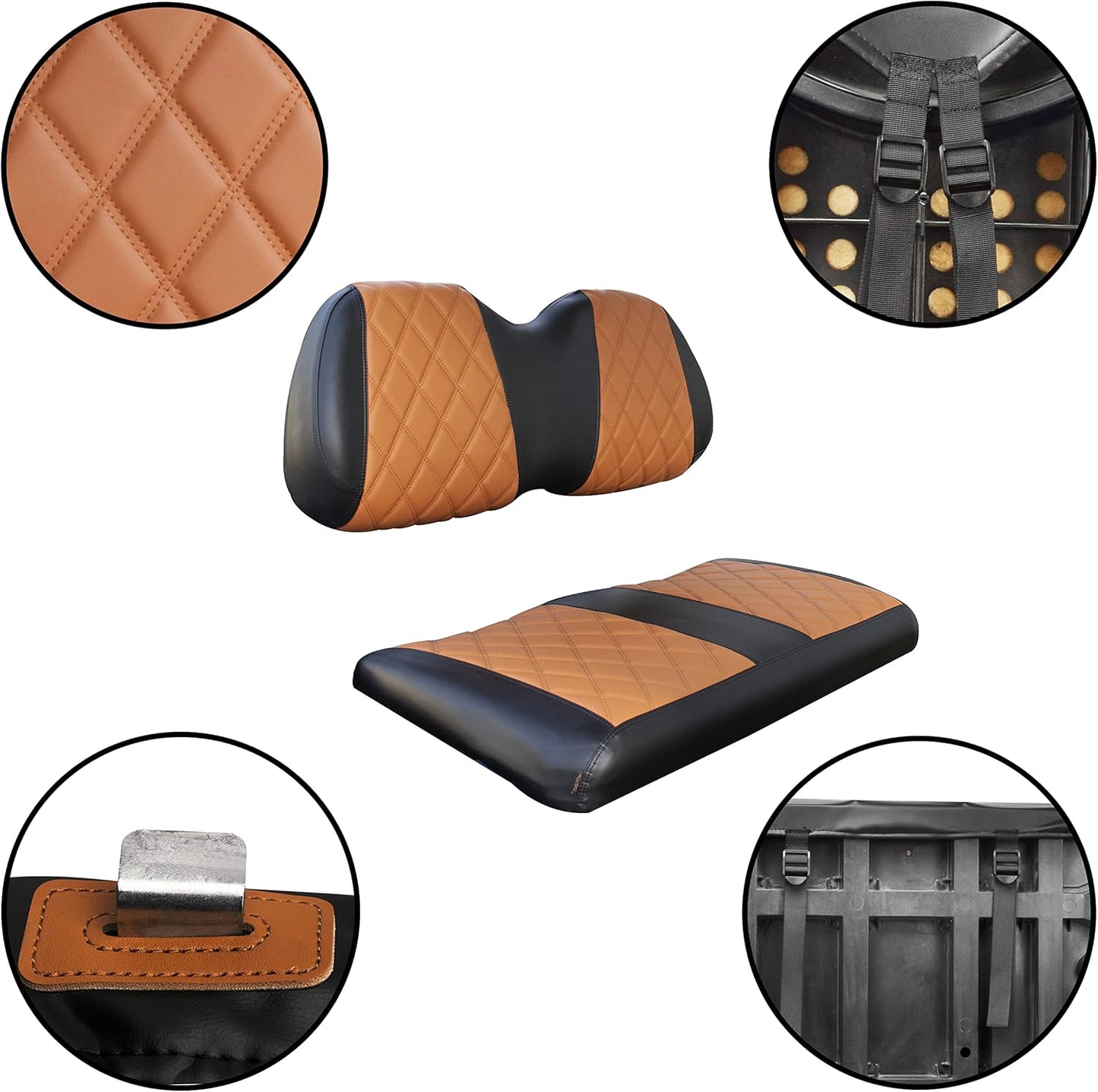 NOKINS Golf Cart Diamond Seat Covers Kit, Fit for Club Car Precedent OEM Standard Front Seat Cushion, Golf Cart Vinyl Seat Cover, No Nails Required