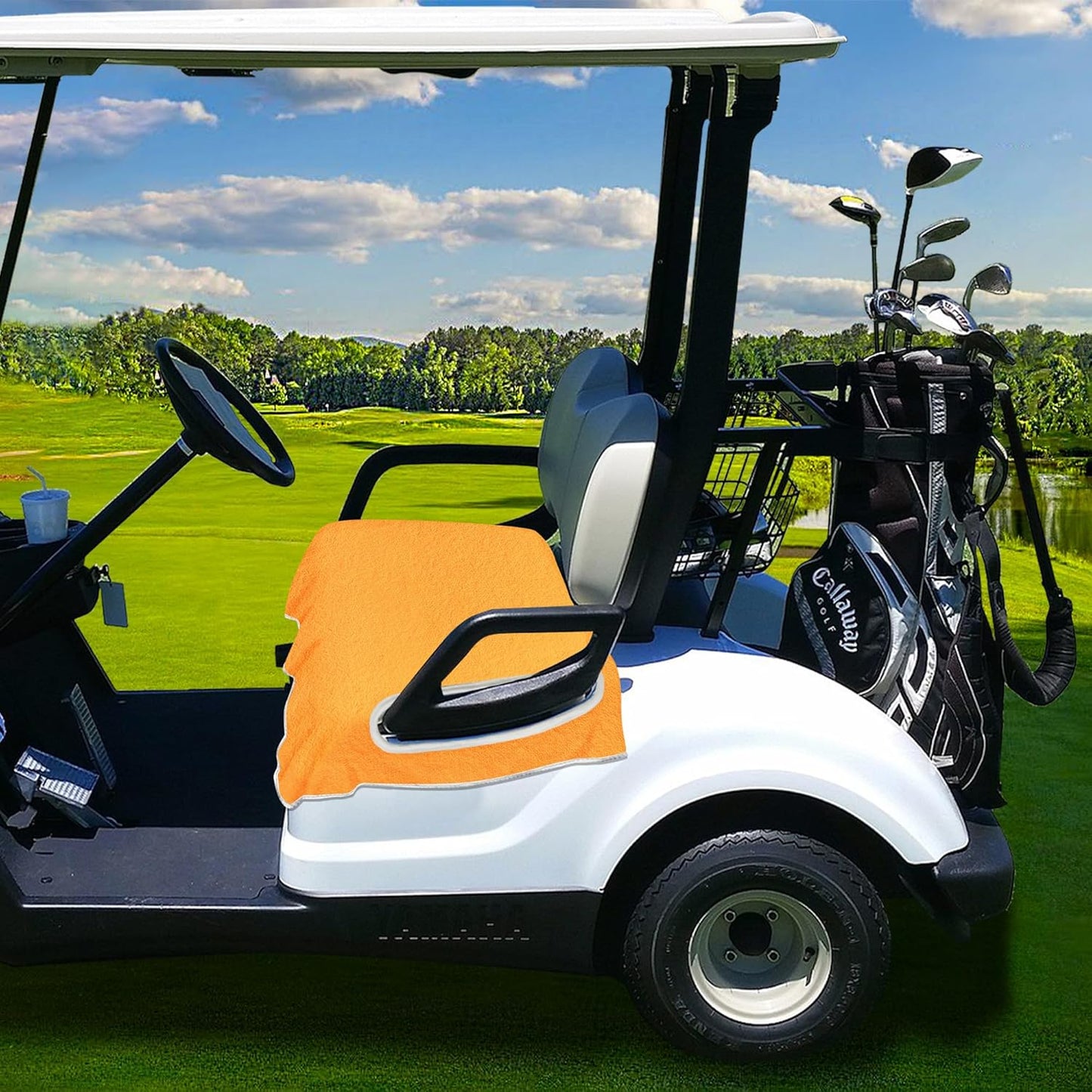 YOKYHOM Golf Cart Seat Covers, Premium Solid Color Golf Cart Seat Towel Blanket, 100% Microfiber, Soft and Comfortable, Fits EZGO, Club Car, and More 2-Seat Golf Carts, 51''x 31''
