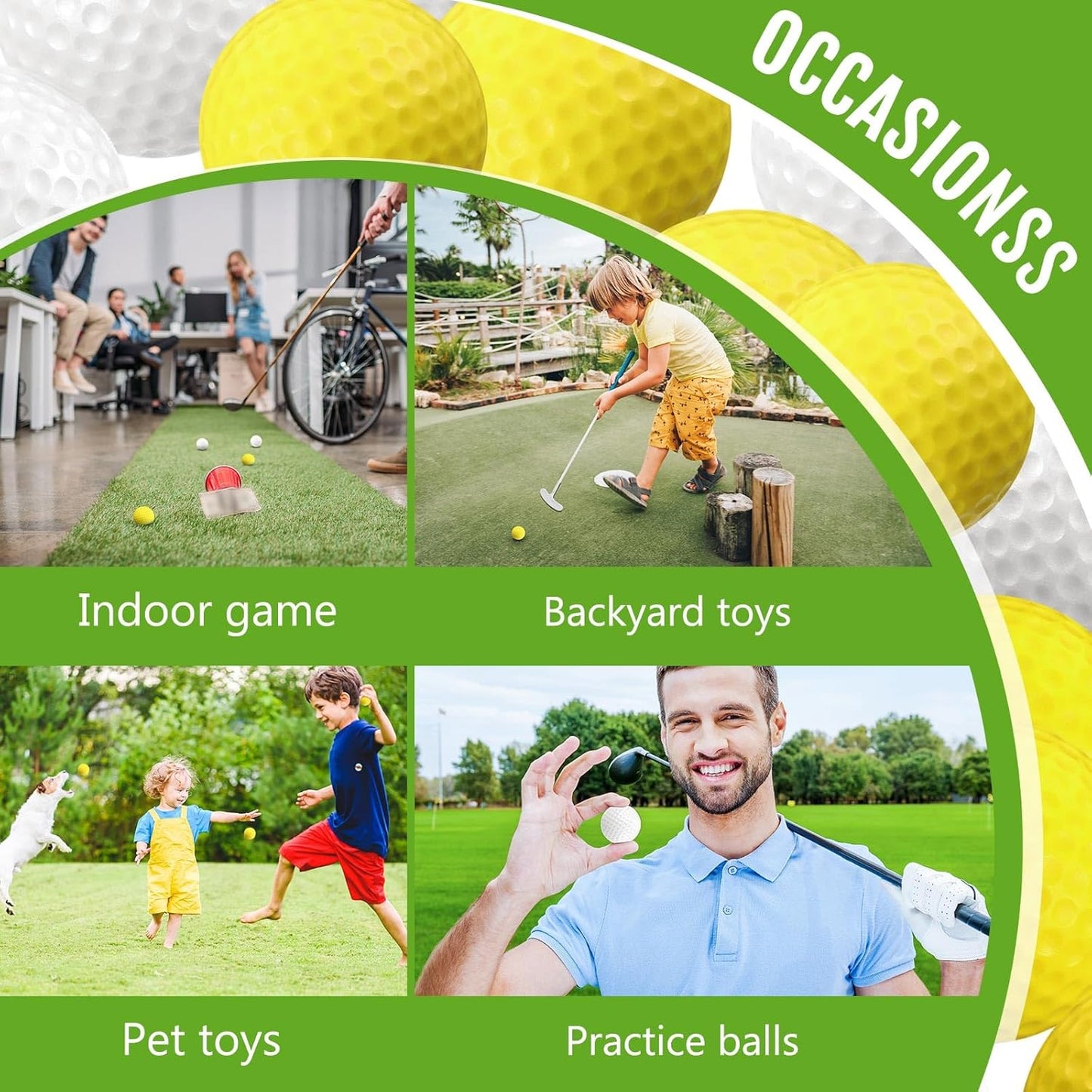 Junkin 80 Pcs Foam Golf Balls Rubber Practice Balls Realistic Feel and Flight Sport Training for Indoor or Outdoor Backyard Golf Training