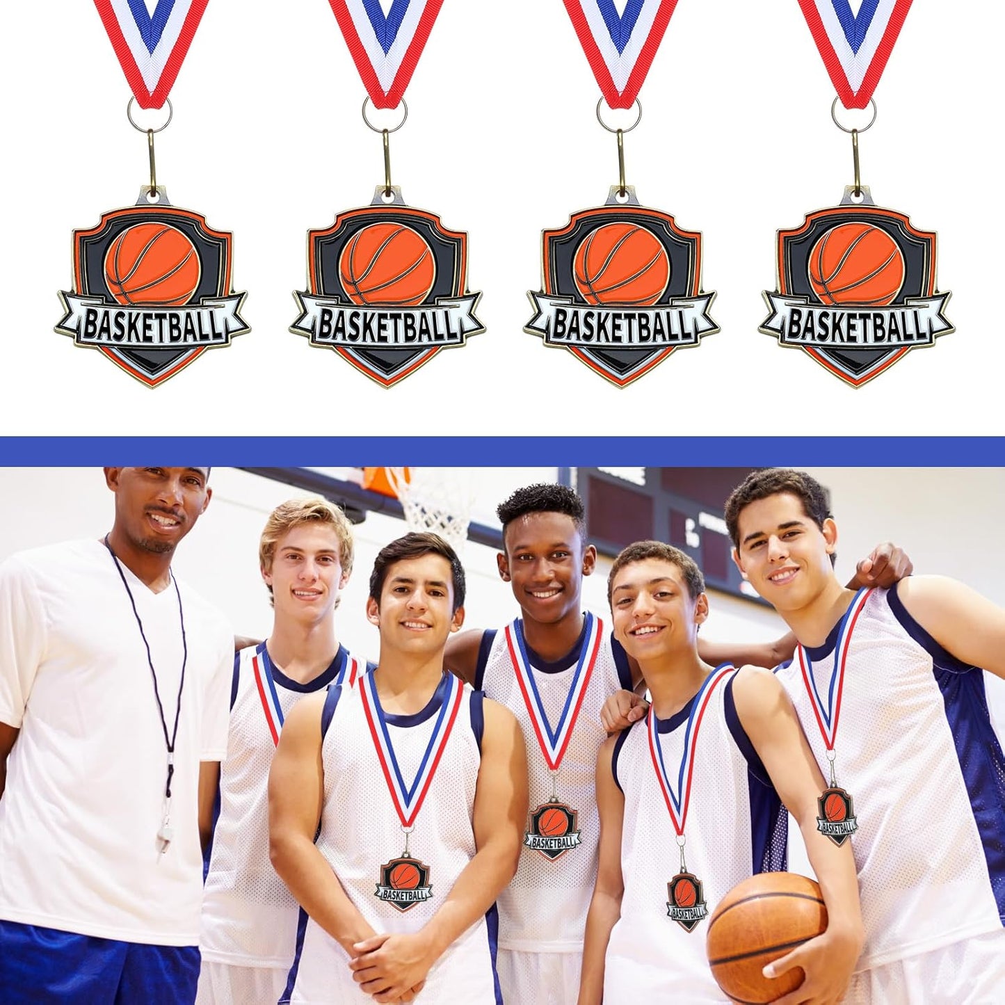 10/20 /30/40 Pcs Award Medals Bulk Sports Medals with Neck Ribbons 2.4 Inch Winner Award Trophy Prize Gift for Sports Themed Party Favors Tournaments School Match