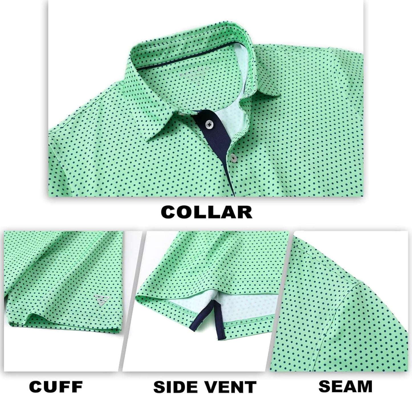 M MAELREG Mens Golf Shirt Short Sleeve Dry Fit Print Moisture Wicking Performance Patterns Collared Polo Shirt