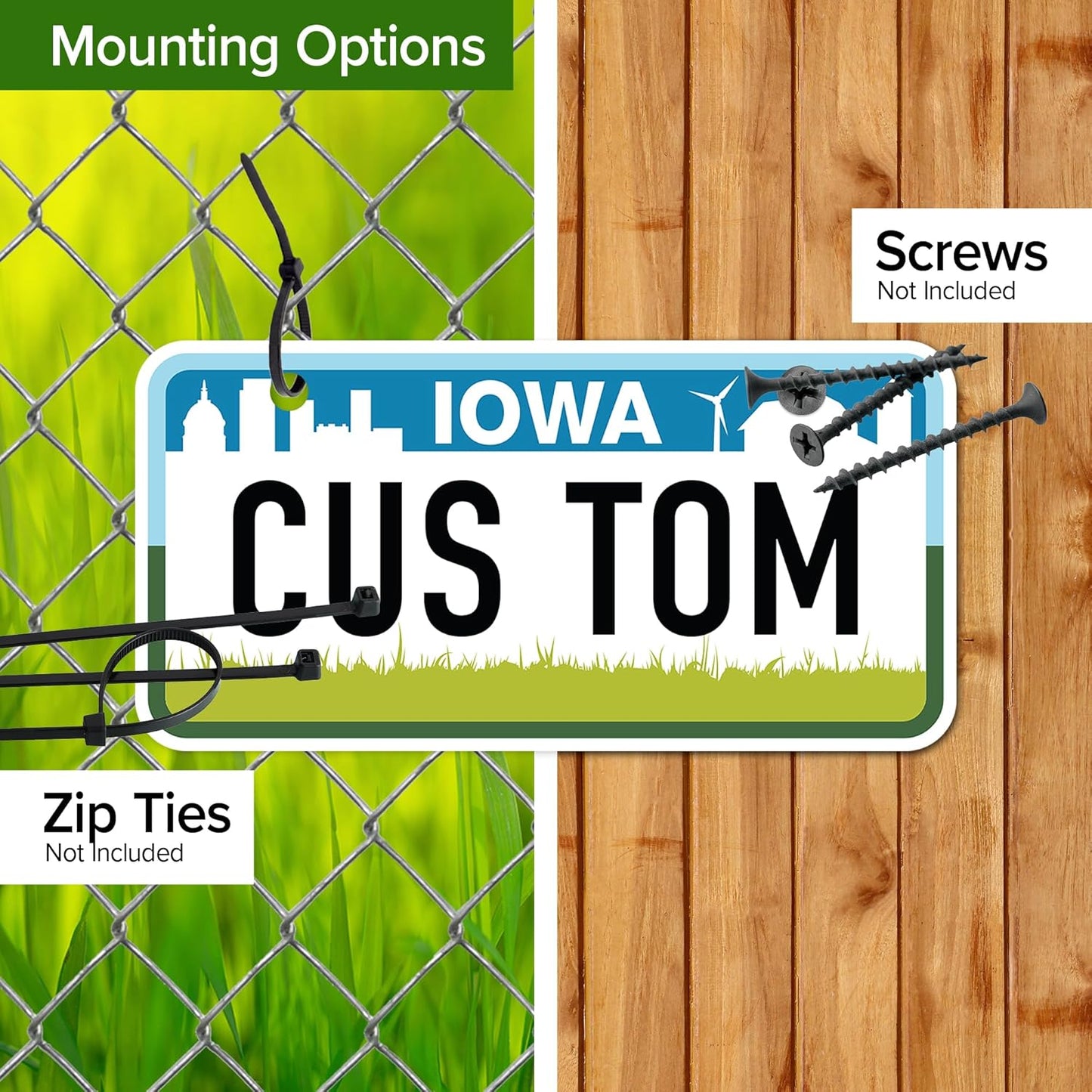 Mini License Plates, Personalized License Plates, Custom for Car, Bikes, ATV, Kids Car, Golf Cart, Jeep, 2x4 Inch, Rust-Free Fade Resistant Aluminum, USA Made by My Sign Center (Iowa)