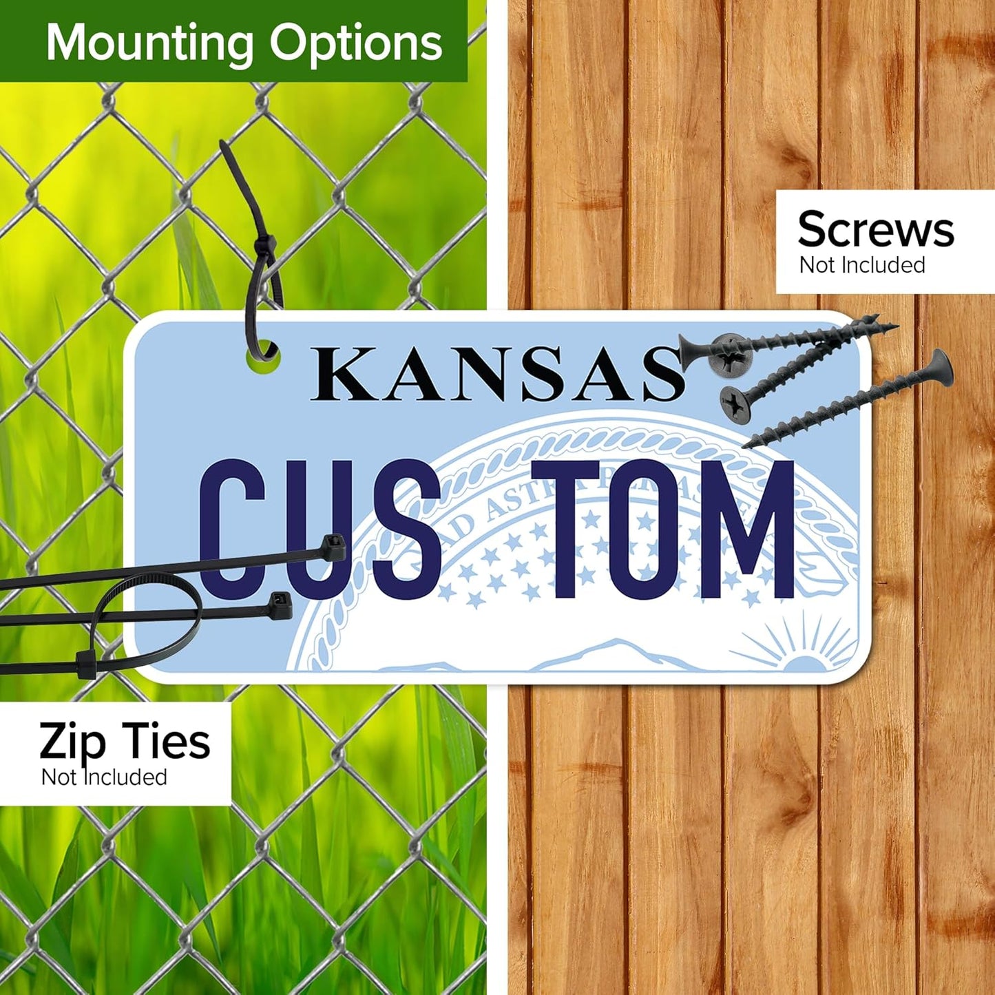 Mini License Plates, Personalized License Plates, Custom for Car, Bikes, ATV, Kids Car, Golf Cart, Jeep, 2x4 Inch, Rust-Free Fade Resistant Aluminum, USA Made by My Sign Center (Kansas)
