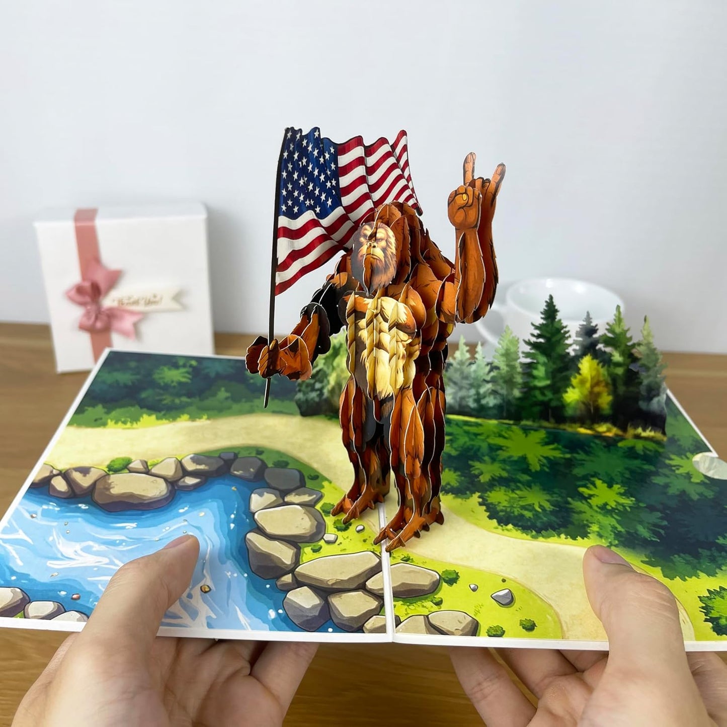 3D Bigfoot Popup Card - Handmade Sasquatch Paper Art for Birthday, Anniversary, Christmas, Father’s Day - Unique Gift for Him, Her, Dad, Son, Husband, Wife, Bigfoot Lover