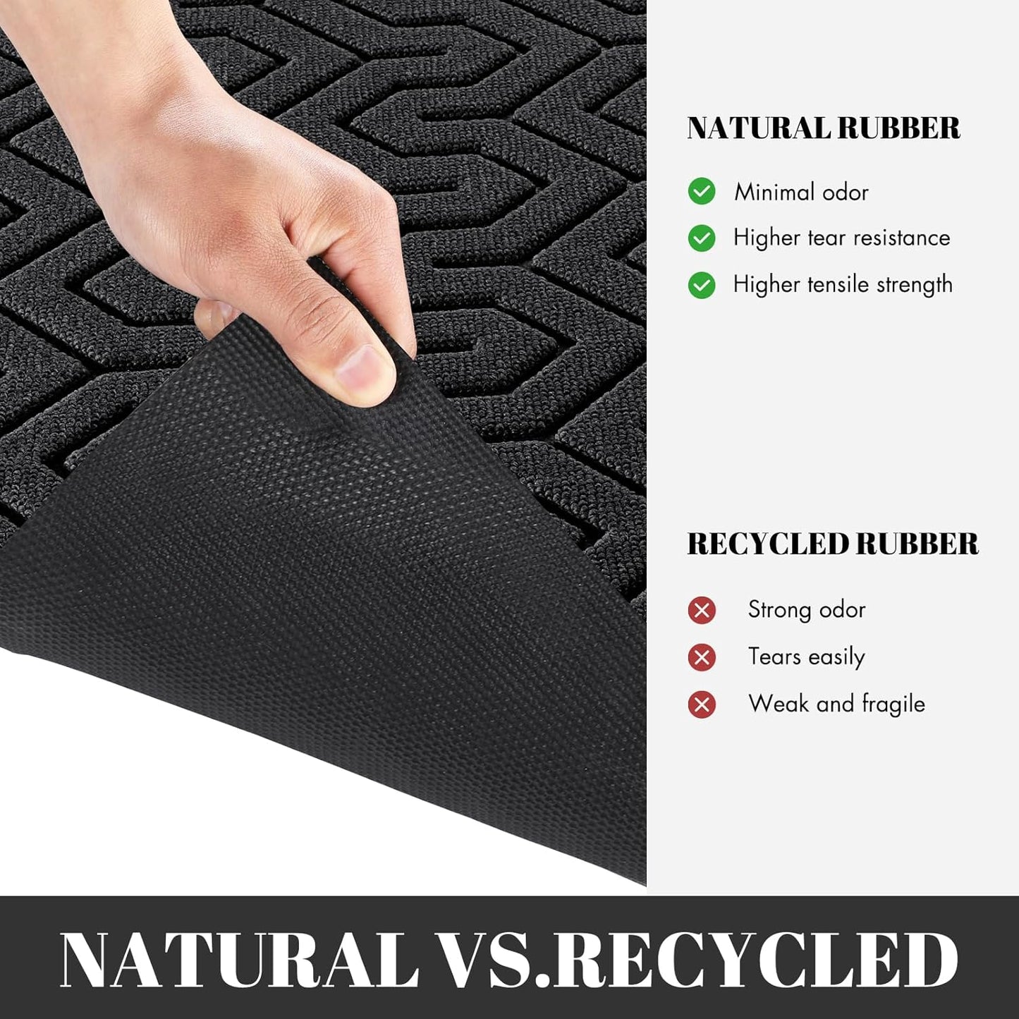 Yimobra Large Door Mat Outside Entrance 47x24, Waterproof Heavy Duty Outdoor Mats for Front Door, Non Slip Rubber Entry Mat for Garage Patio Indoor, Easy Clean, Black