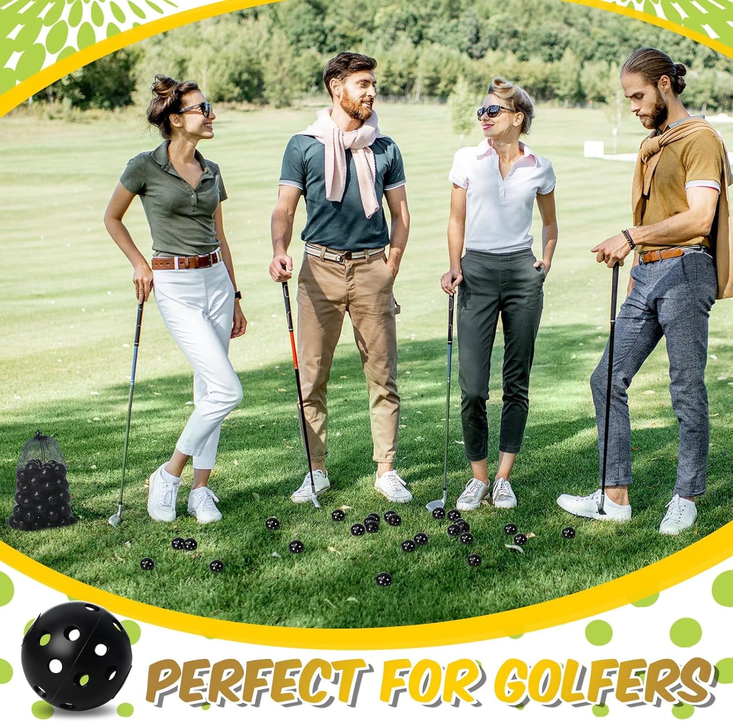 80 Pack Practice Golf Balls Limited Flight 42 mm Golf Training Airflow Hollow Plastic Ball for Women Men Indoor Outdoor Driving Range Swing Practice Home