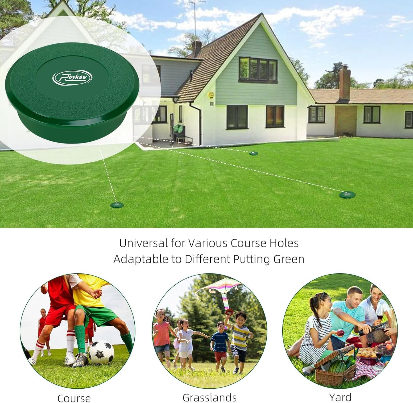 Roykaw Golf Cup Cover, Golf Putting Green Hole Covers for Golf Course Hole/Golf Practice Training Aids Holes, ABS Golf Hole Cover, Non-Slip, Conforms to USGA Standard