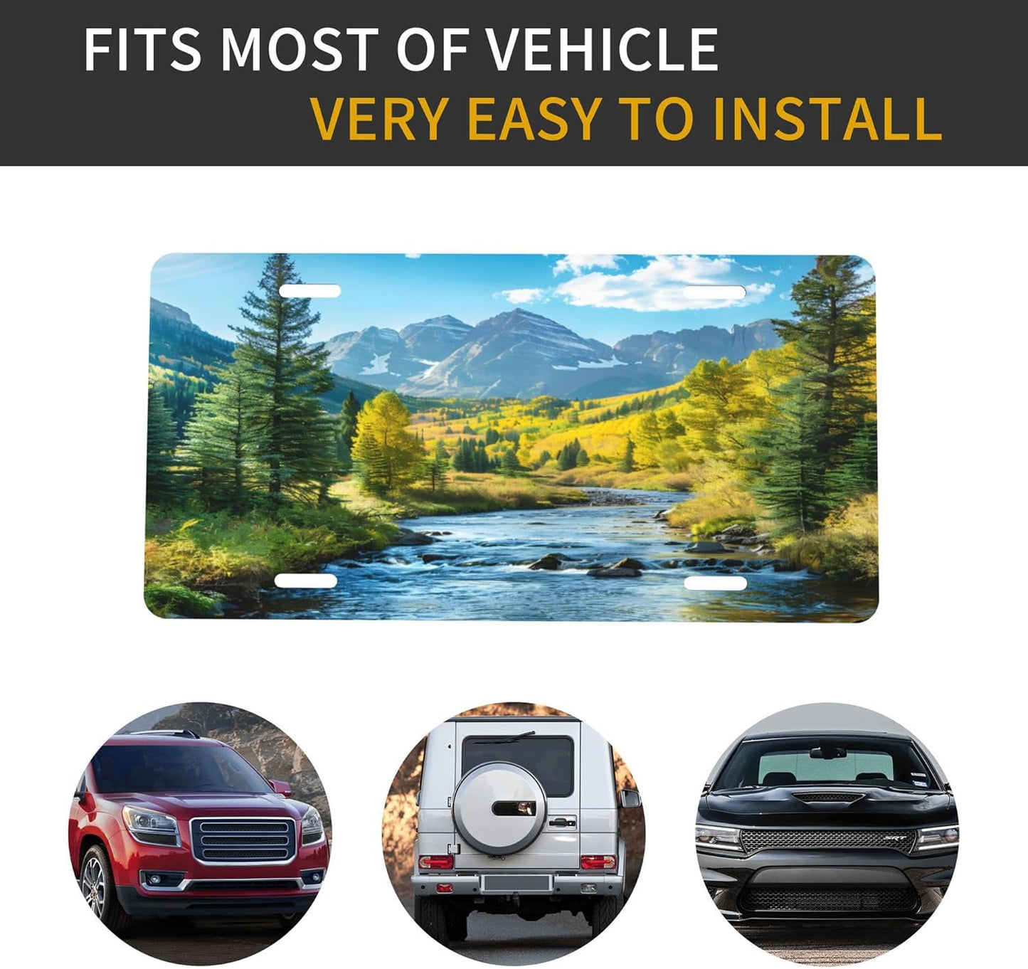 Forest River Blue Sky License Plate Funny Aluminum Front License Plates Decorative Waterproof Rust-Free Metal Car Plate Covers for Women Men Car Tag Accessories fit Truck SUV Rv 12 X 6 Inch