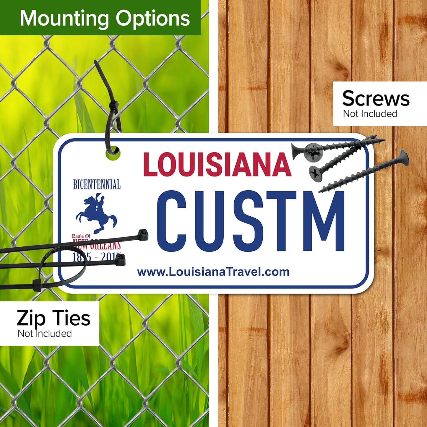 Mini License Plates, Personalized License Plates, Custom for Car, Bikes, ATV, Kids Car, Golf Cart, Jeep, 2x4 Inch, Rust-Free Fade Resistant Aluminum, USA Made by My Sign Center (Louisiana)