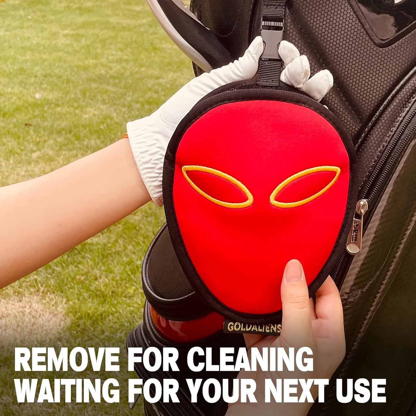 Golf Club Cleaner & Ball Cleaning Bag,Original Three-Layer Fabric Waterproof Technology,Golfer's Ultimate Green Clean Scrub Equipment Accessories,Removable Clips to Support Machine Washing