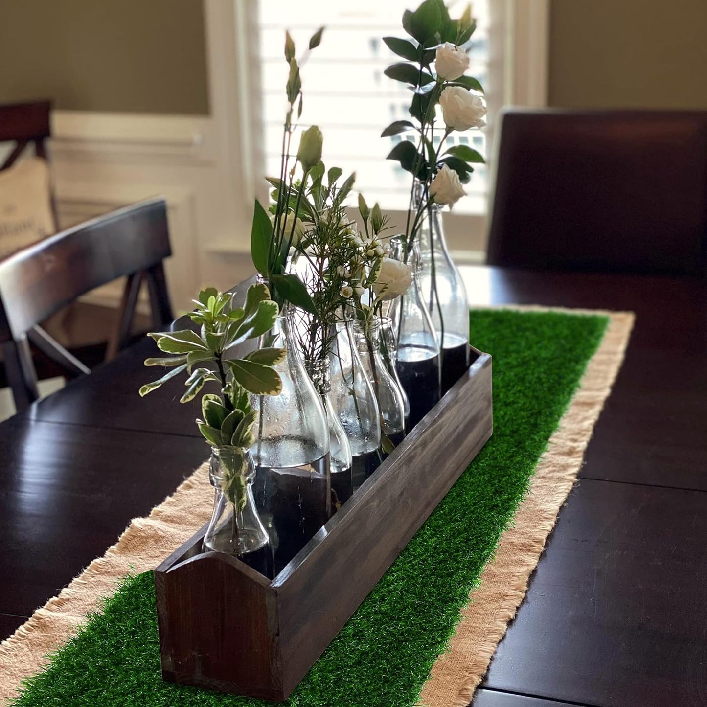 XLX TURF Green Grass Table Runner 12 x 132 Inch, Artificial Greenery Table Centerpiece Tabletop Decor for Wedding, Birthday Party, Banquet, Baby Shower