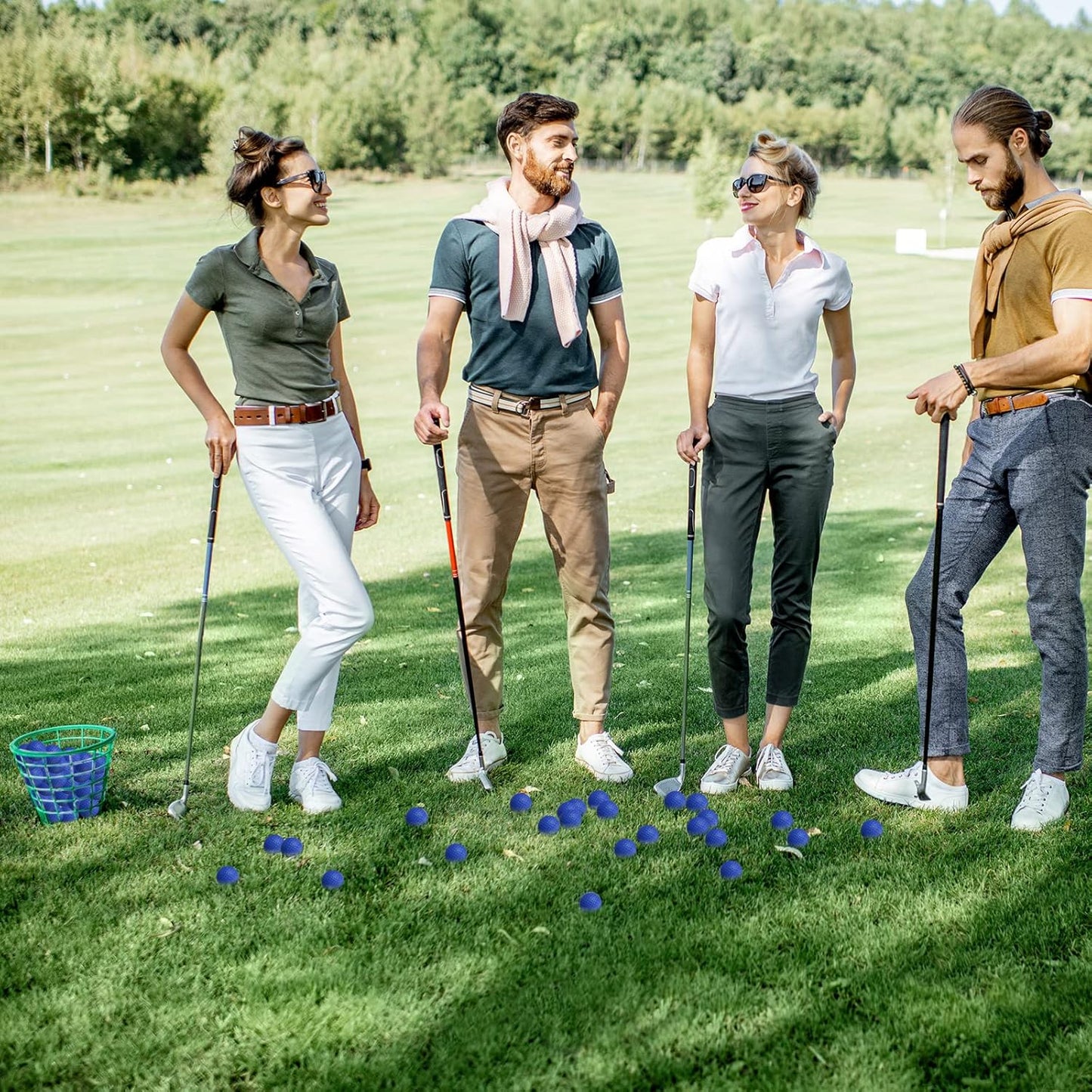 Junkin 80 Pcs Foam Golf Balls Rubber Practice Balls Realistic Feel and Flight Sport Training for Indoor or Outdoor Backyard Golf Training