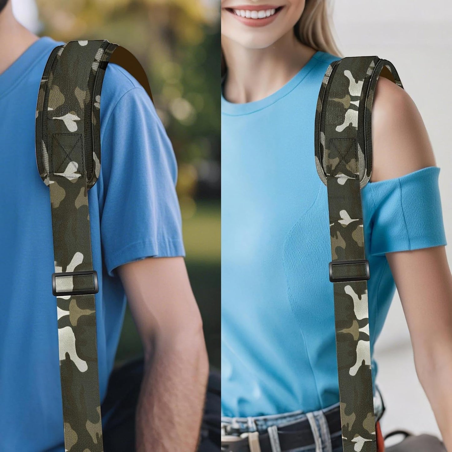 ZINZ 79.5" Universal Strap with Ultra-Thick Fixed Breathable Pad - Adjustable Heavy-Duty Shoulder Strap for Laptop, Crossbody, Luggage, Gym, Camera Bag and More,Camouflage Green