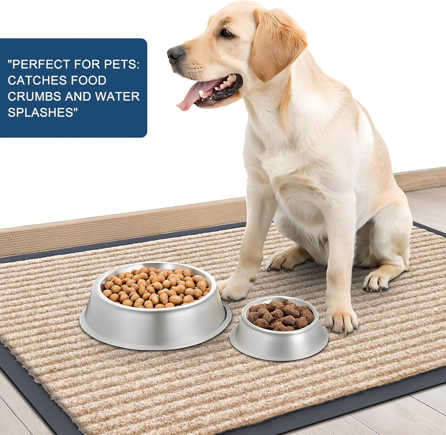 OLANLY Front Door Mat Indoor Outdoor Entrance, Waterproof Heavy Duty Doormat, Fade Resistant, Low Profile, Easy Clean Patio Porch Welcome Floor Mats for Entry, 29.5x17, Beige