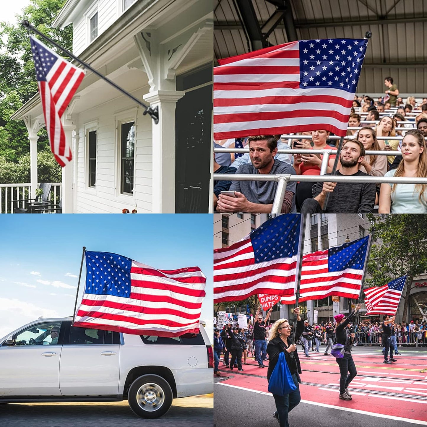 Flag Pole for Outside House - 6ft Heavy Duty Metal Flag Pole Kit, Tangle Free Spinning Flagpole Holder For Outdoor Porch Residential Decoration - Black