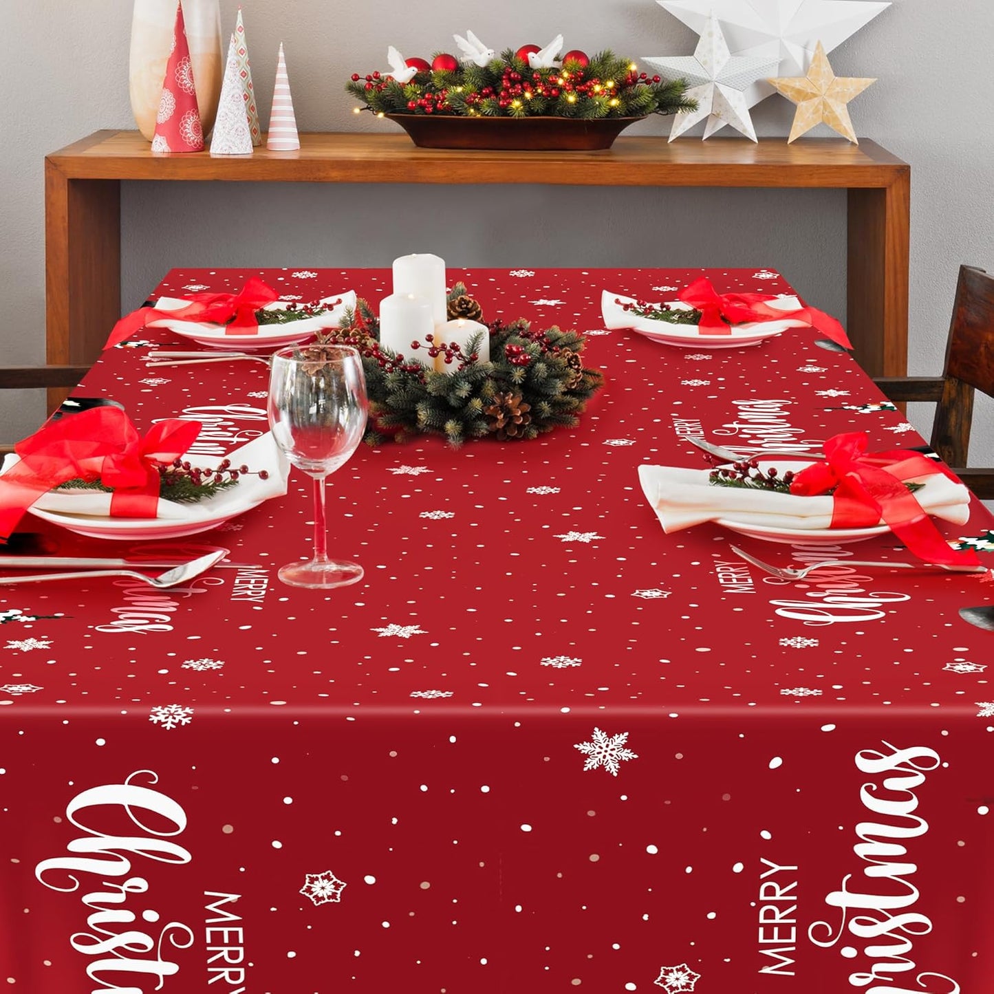 QZYL 6 Pack Christmas Tablecloths, 54" x 108" Holiday Rectangle Tablecloth, Snowman Design Holiday Plastic Table Cloth Disposable Tablecover, Christmas Party Supplies Xmas Home Decor