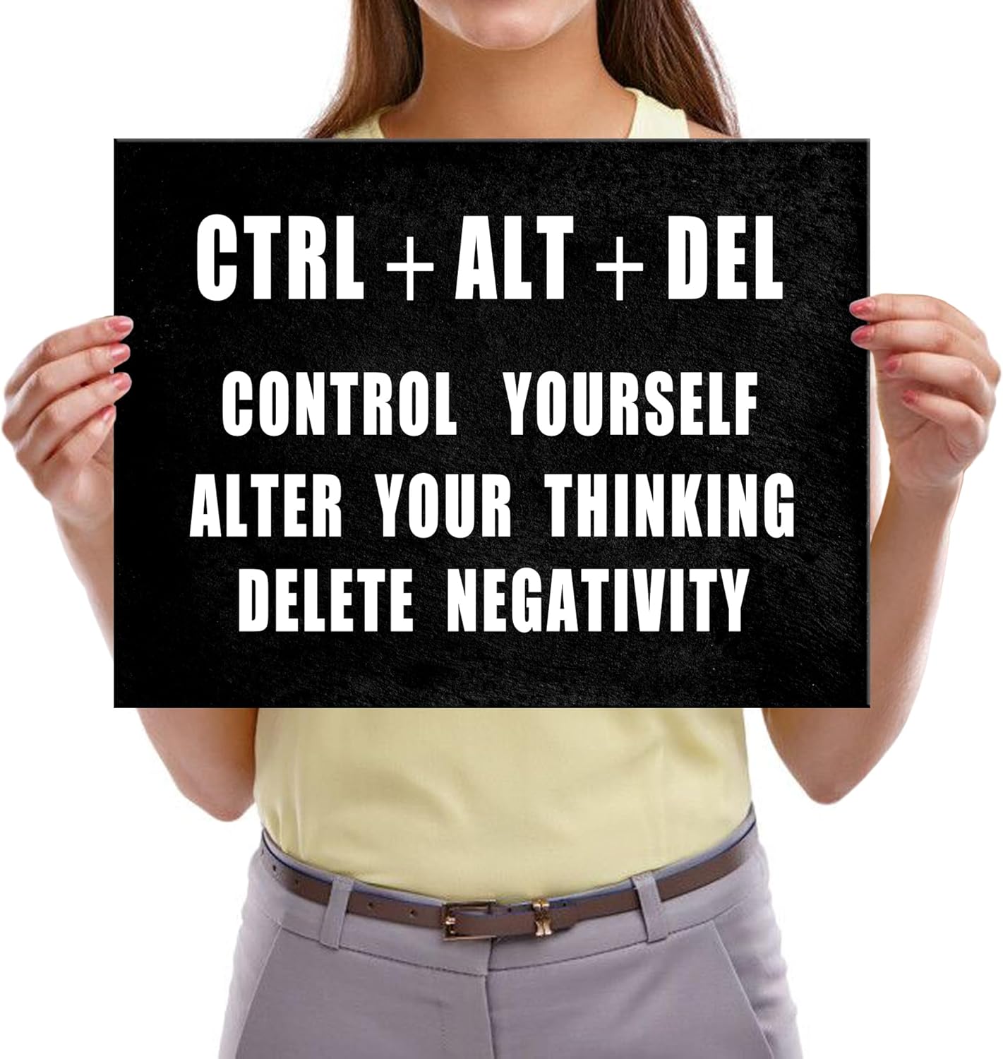 Pyradecor Motivational CTRL+ALT+DEL Classroom Positive Quotes Inspirational Poster Canvas Prints Wall Art for Office Living Room Home Decorations