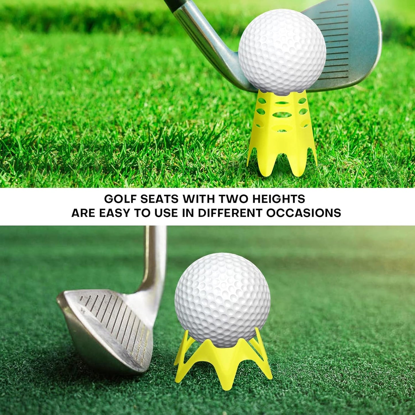 Golf Simulator tees, 24Pcs Plastic Golf Mat Tees for Home, Outdoor or Indoor Golf Tees for Training, Practice Golf tees for Winter Turf and Driving Range, Pack of 12 Tall & 12 Small