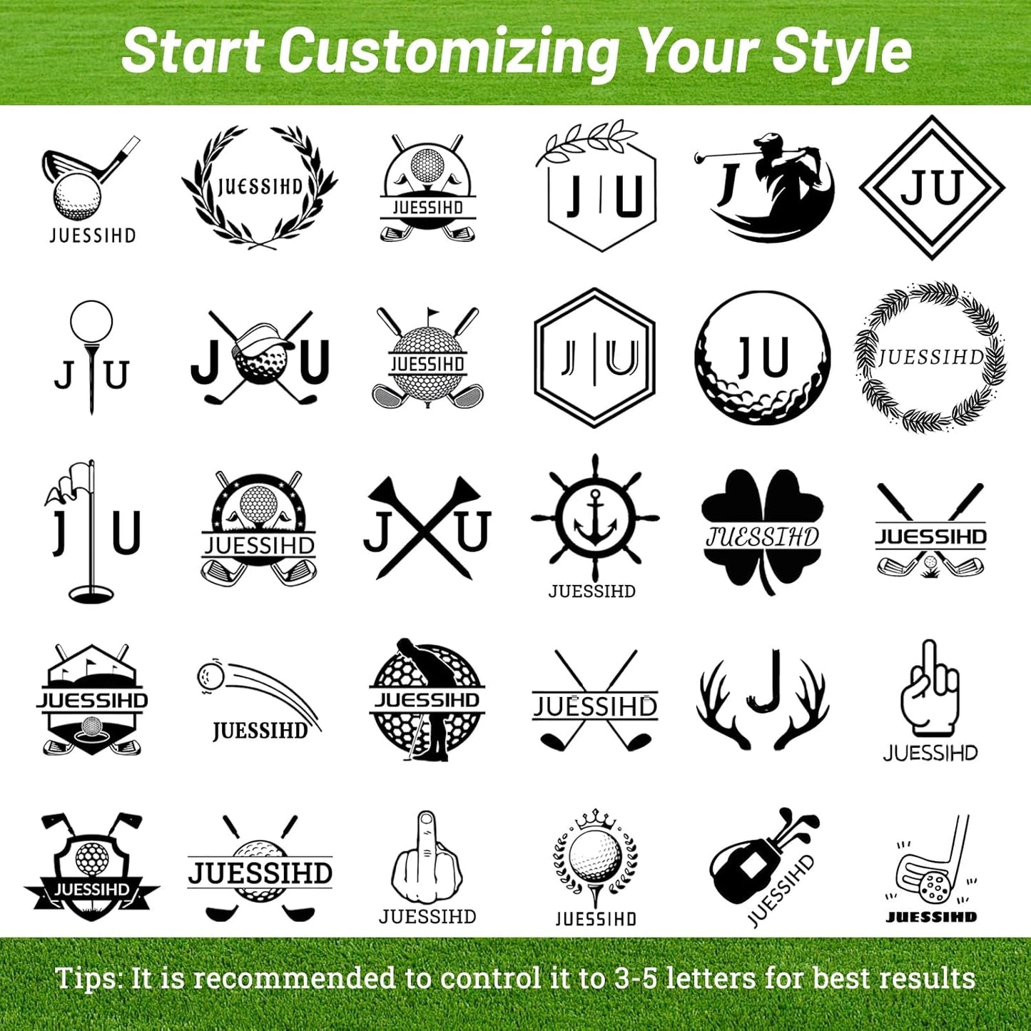 Personalized Golf Ball Stamp - Custom Golf Ball Marker, Waterproof & Long-Lasting Fun Imprint Monogram, Best Golf Accessories 2025 for Men, Large & Clear, Ideal Golf Gift for Dad, women, retirement