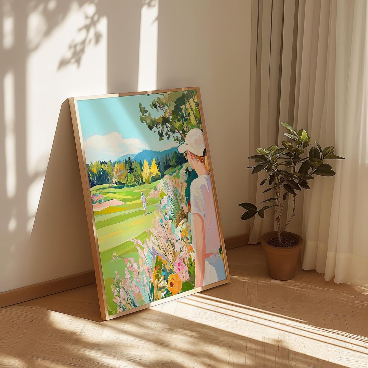 Golf Course Floral Pastel Art Print Posters - Premium Giclee Fine Art Prints - Golf Course Home Decor Posters, Golfer Art Prints for Home and Office Decor - Vintage Aesthetic, Ready to Frame