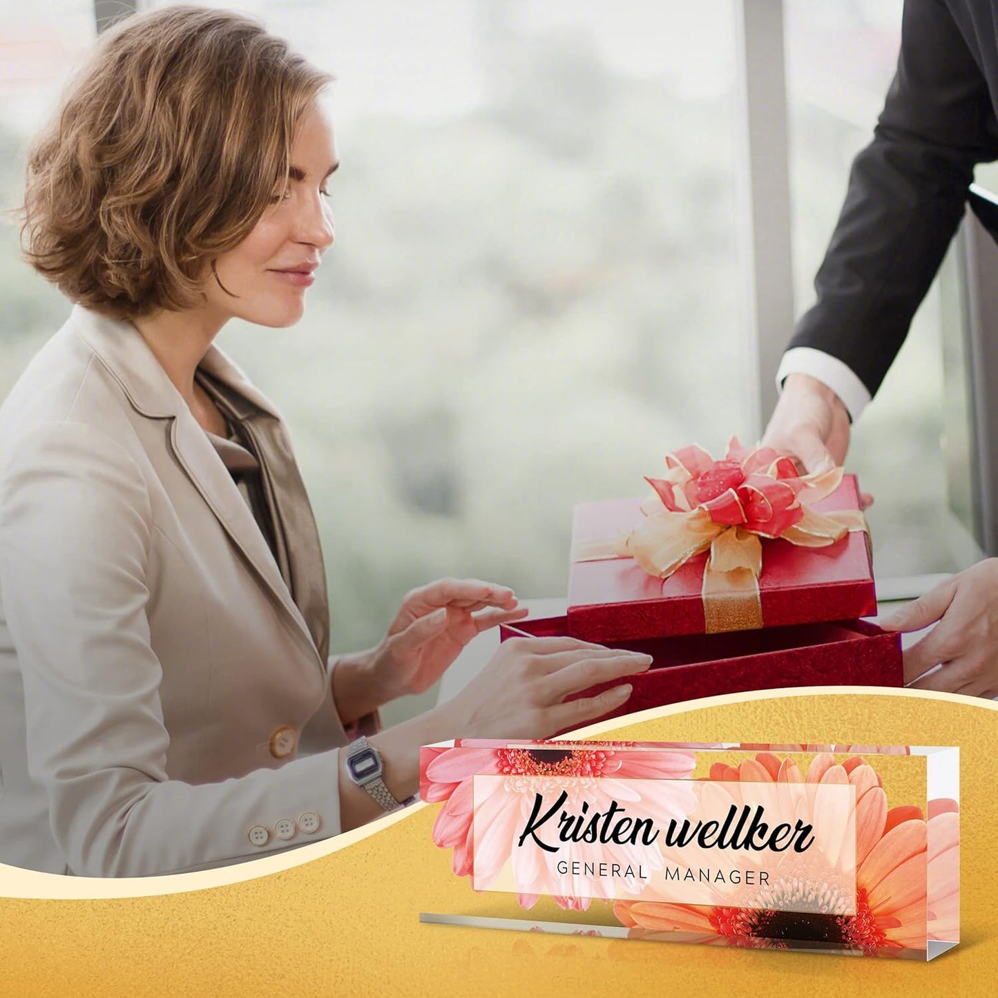 Custom Name Plate for Desk, Desk Name Plate Personalized Acrylic Office Desk Decor for Women and Men, Employee Appreciation Gifts Office Gifts for Boss, Manager, Teacher, Nurse