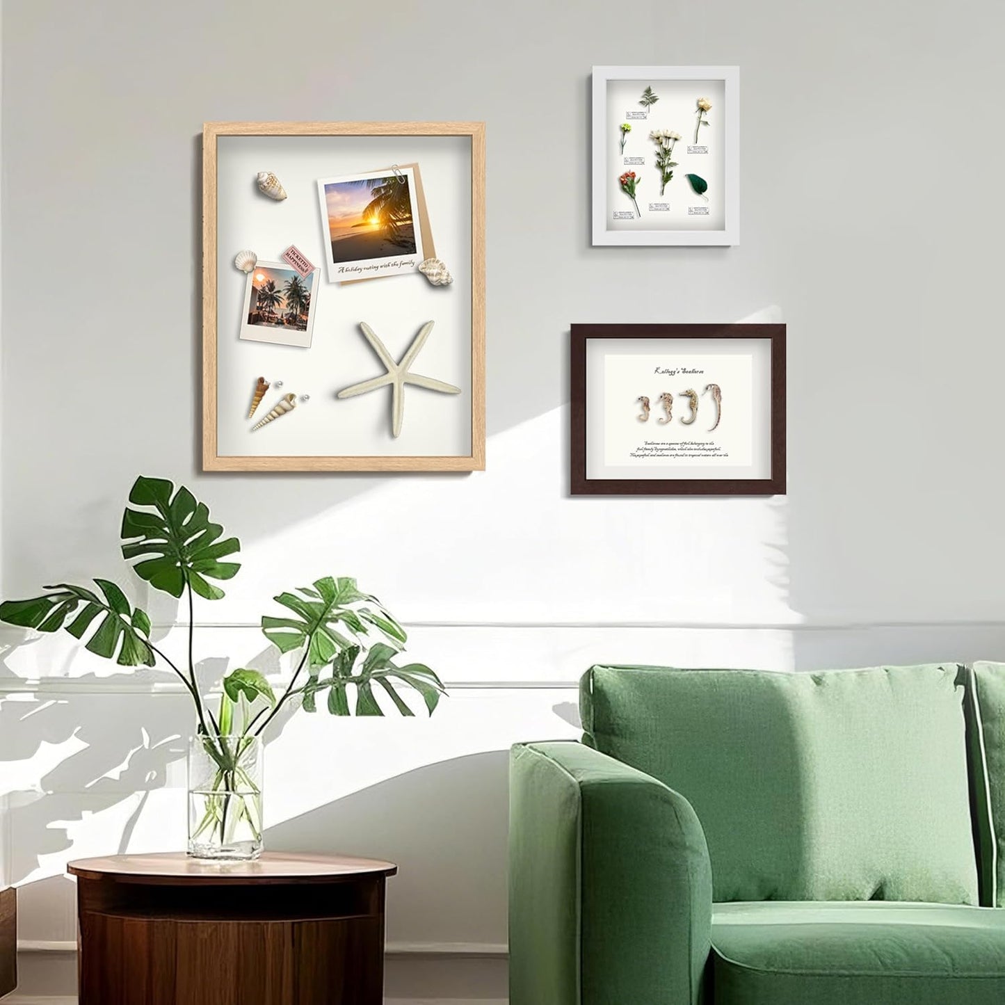 FrameWorks 11x14 Driftwood Wooden Shadow Box Frame – Soft Felt Back, Tempered Glass, and Included Elegant White Ball Push Pins