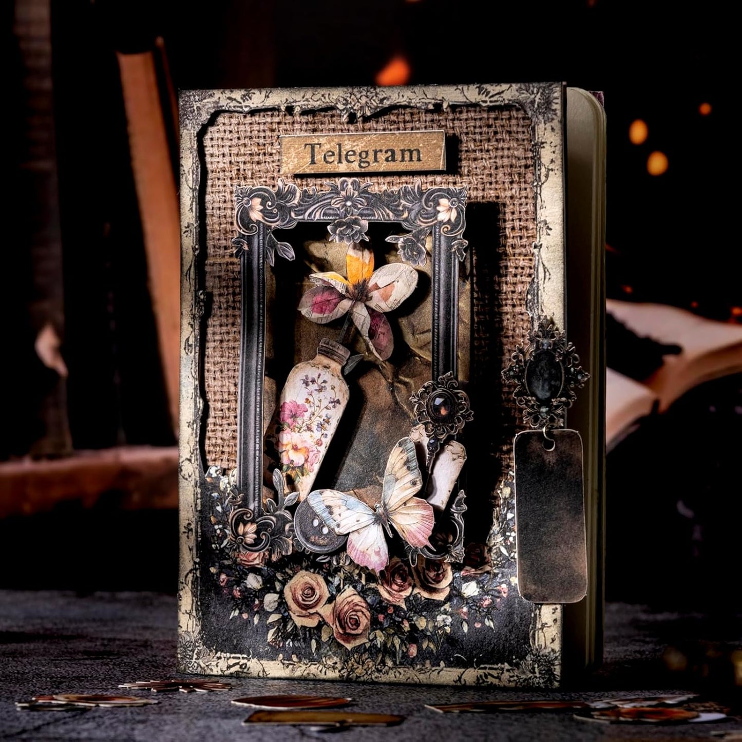 Retro Journal Sticker Set, 100PCS Vintage Precut Designs Featuring Florals, Keys, Frames, Butterflies and Ephemera Elements for Scrapbook and Collage Art