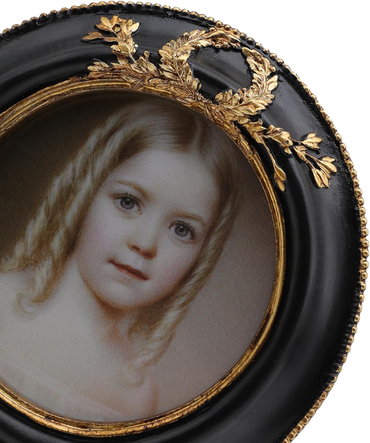 SYLVIA'S SHOP 3x3 Small Vintage Round Picture Frame, Mini Antique Ornate Circle Photo Frame, for Tabletop and Wall Display, Retro Home Decor, Old Fashioned Photo Gallery Art, Black and Gold