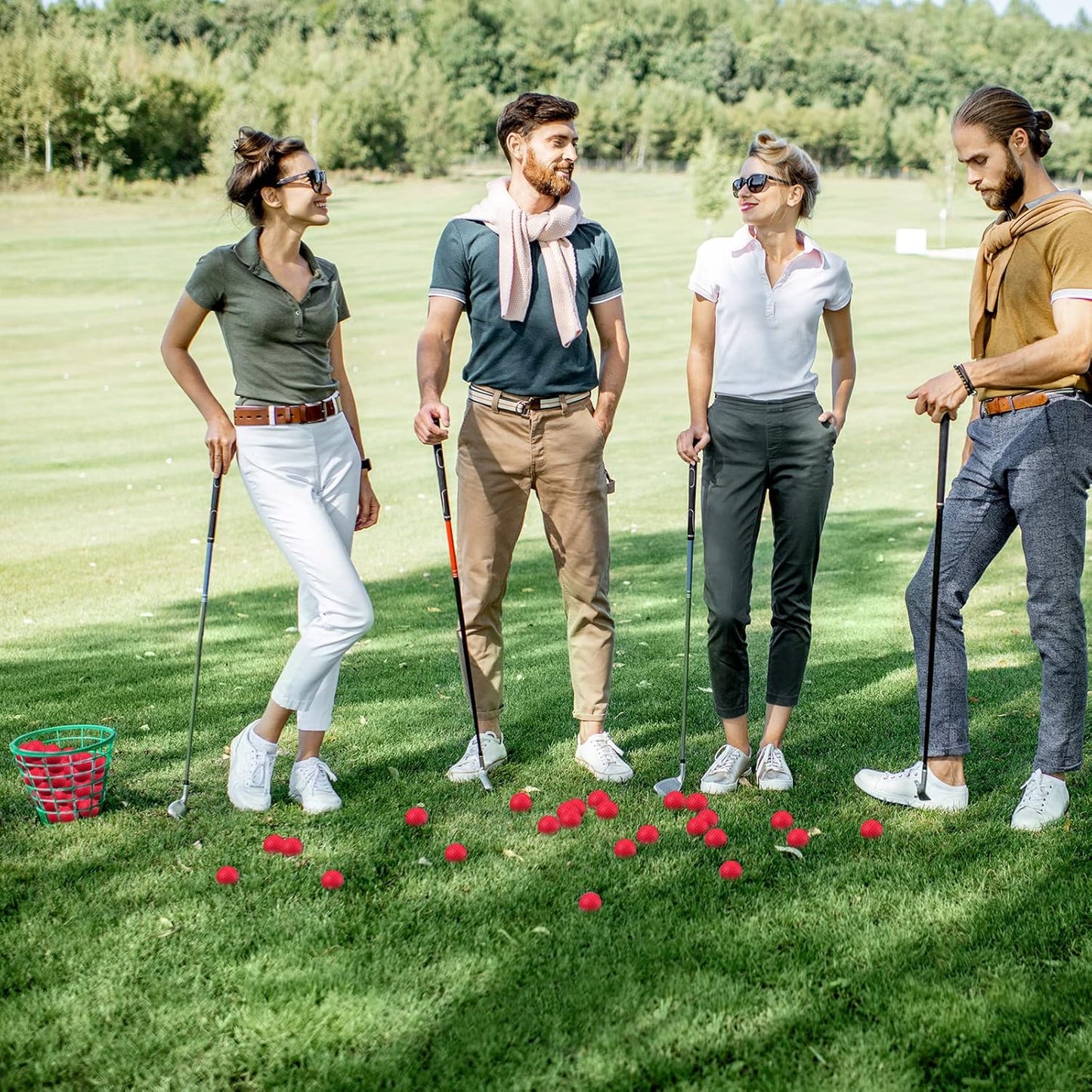 Junkin 80 Pcs Foam Golf Balls Rubber Practice Balls Realistic Feel and Flight Sport Training for Indoor or Outdoor Backyard Golf Training