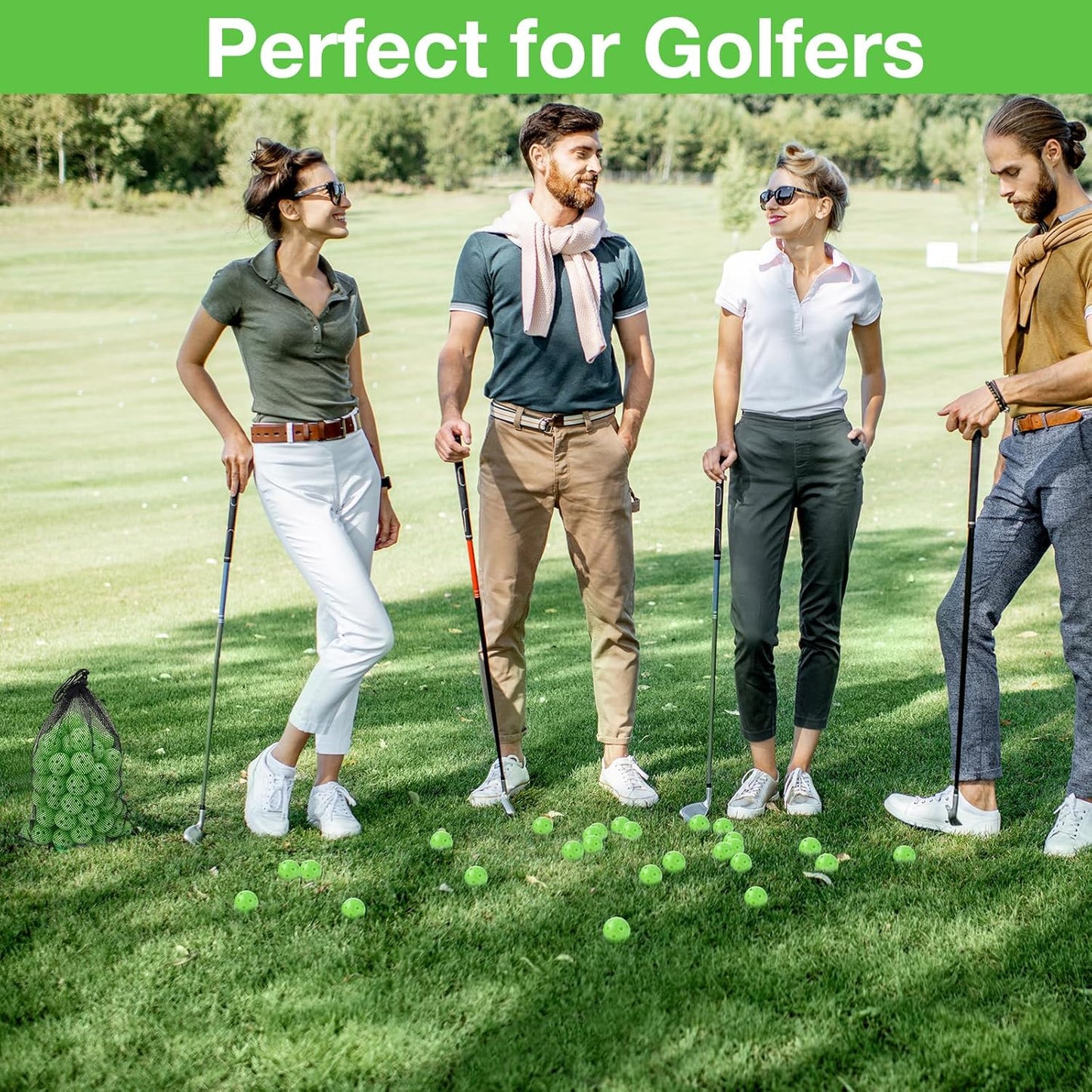 80 Pack Practice Golf Balls Limited Flight 42 mm Golf Training Airflow Hollow Plastic Ball for Women Men Indoor Outdoor Driving Range Swing Practice Home