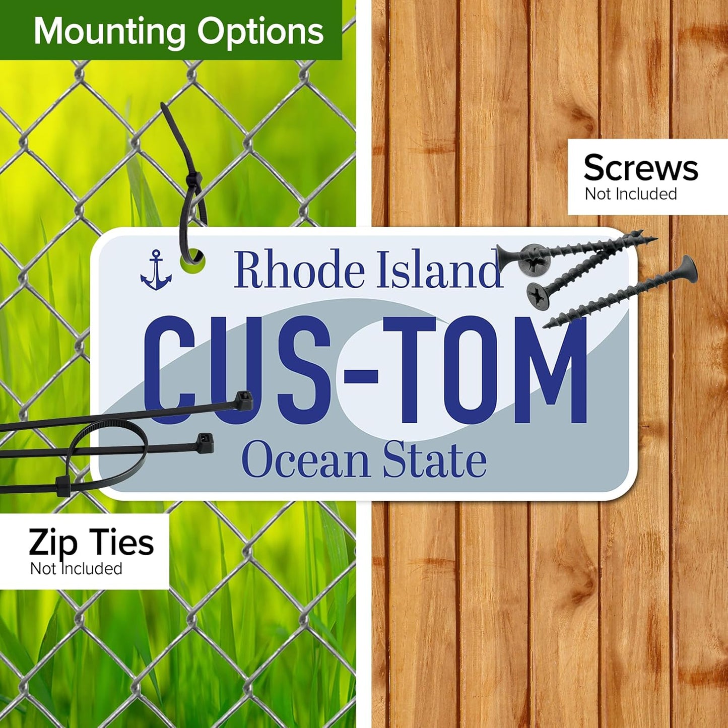 Mini License Plates, Personalized License Plates, Custom for Car, Bikes, ATV, Kids Car, Golf Cart, Jeep, 2x4 Inch, Rust-Free Fade Resistant Aluminum, USA Made by My Sign Center (Rhode Island)