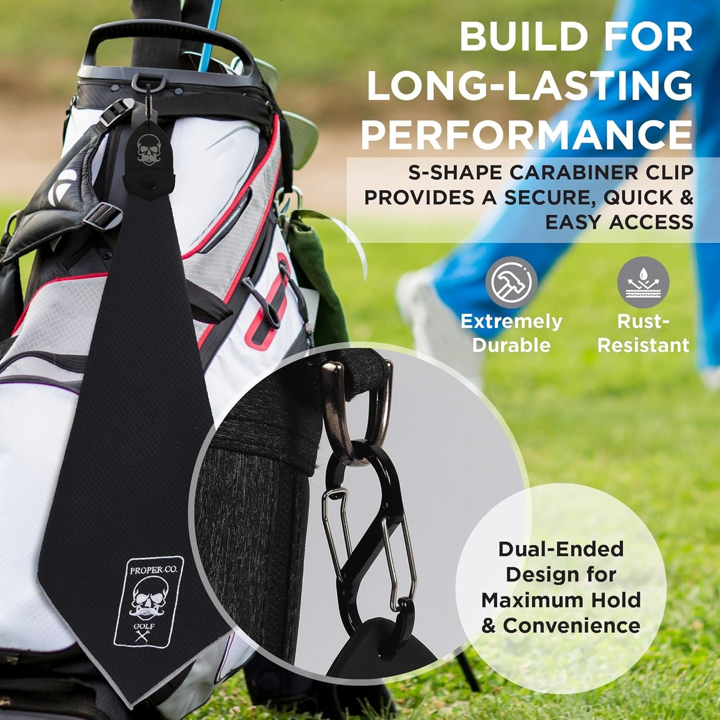 Magnetic Golf Towel (Black) Microfiber Golf Towel | Ultra Absorbant Waffle Pattern | Extra Strong Magnet for Golf Cart or Clubs